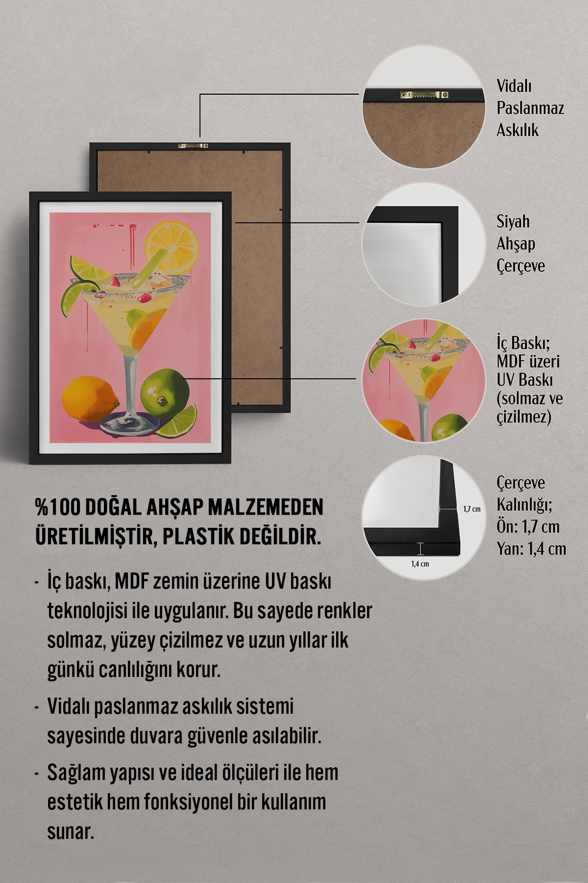 HOMEPACK Ahşap Çerçeveli Tablo Çerçeveli Poster Sanatsal Modern Duvar Dekoru TK-969