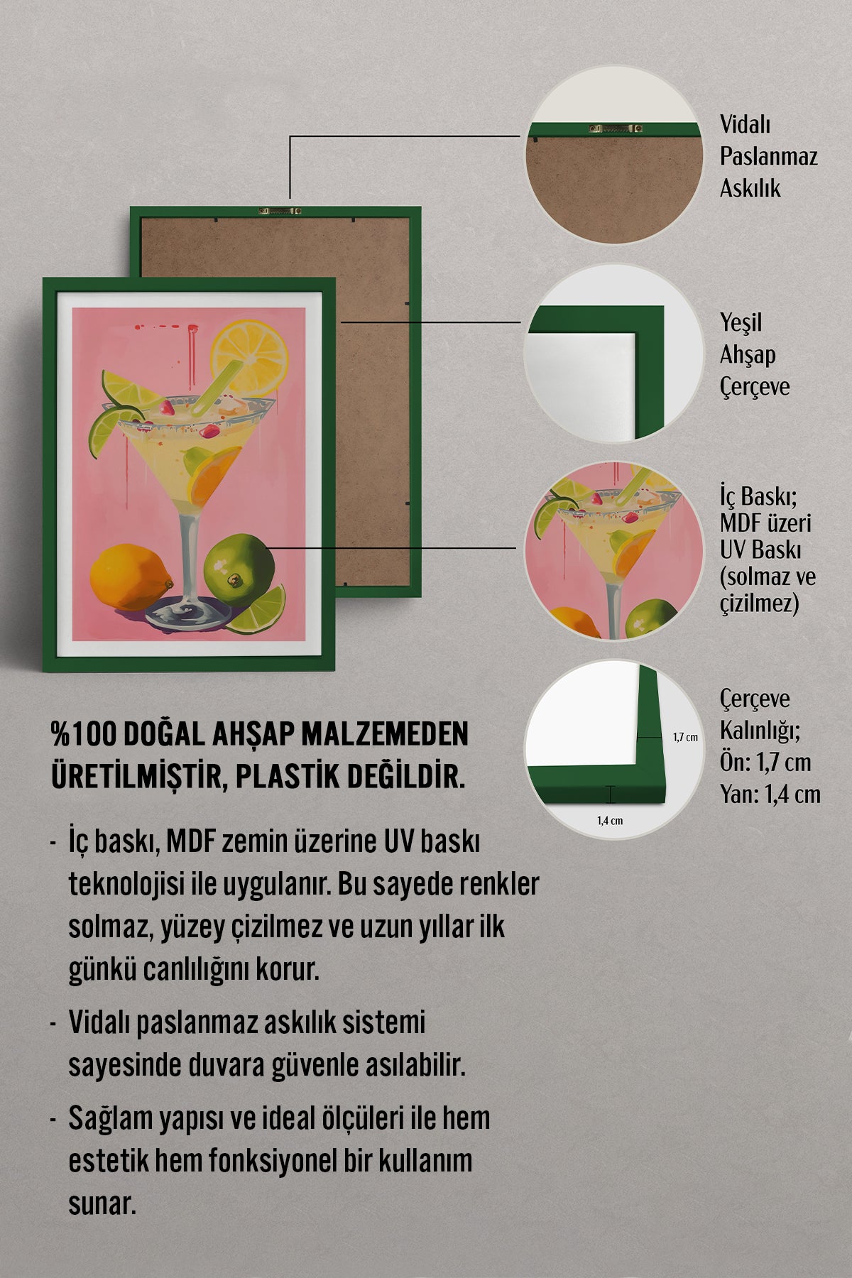 HOMEPACK Ahşap Çerçeveli Tablo Çerçeveli Poster Sanatsal Modern Duvar Dekoru TK-969