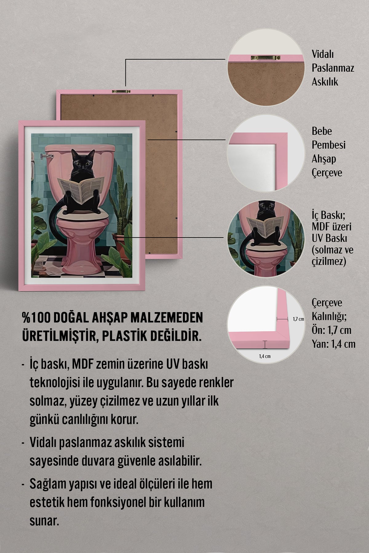 HOMEPACK Ahşap Çerçeveli Tablo Çerçeveli Poster Sanatsal Modern Duvar Dekoru TK-971