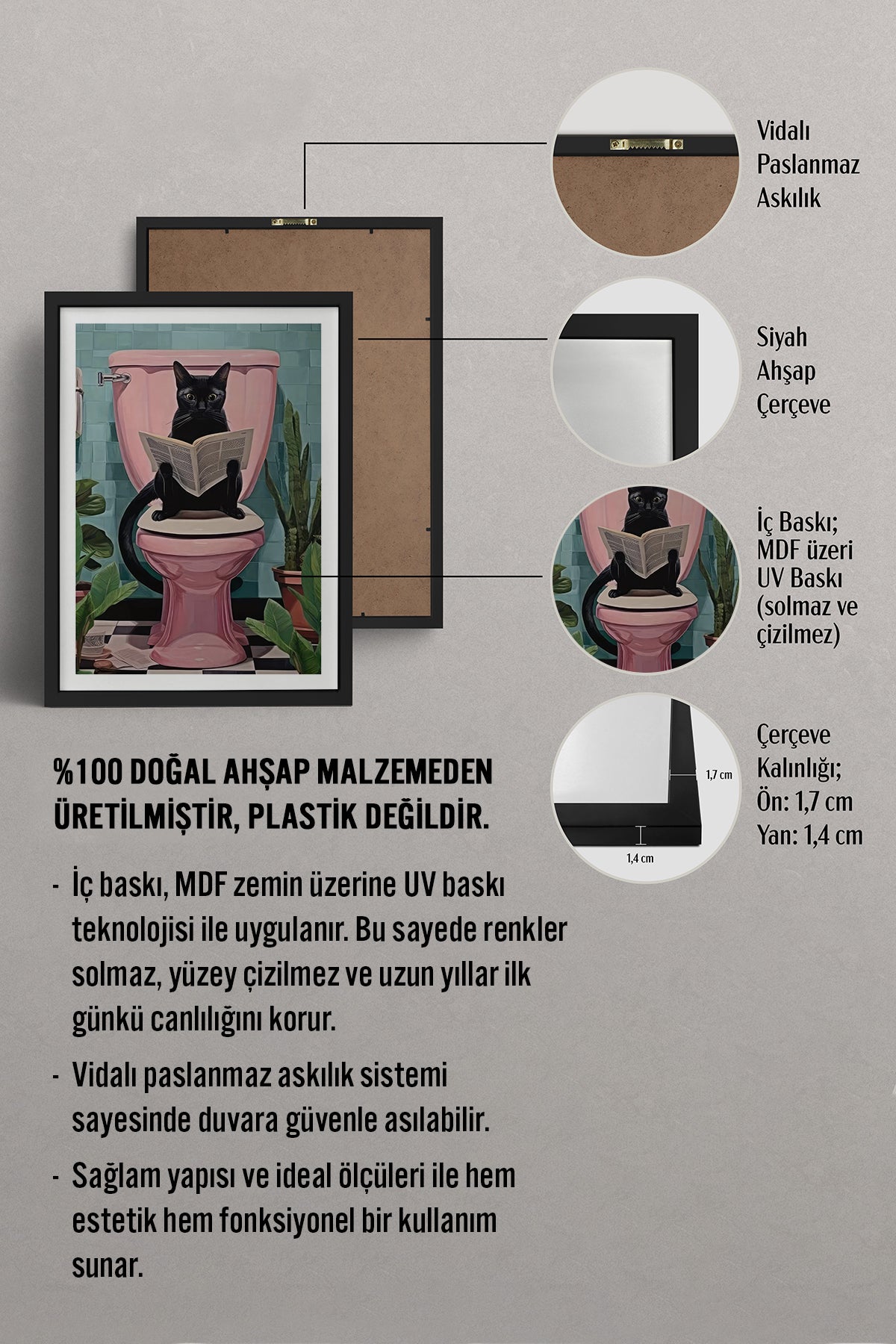 HOMEPACK Ahşap Çerçeveli Tablo Çerçeveli Poster Sanatsal Modern Duvar Dekoru TK-971