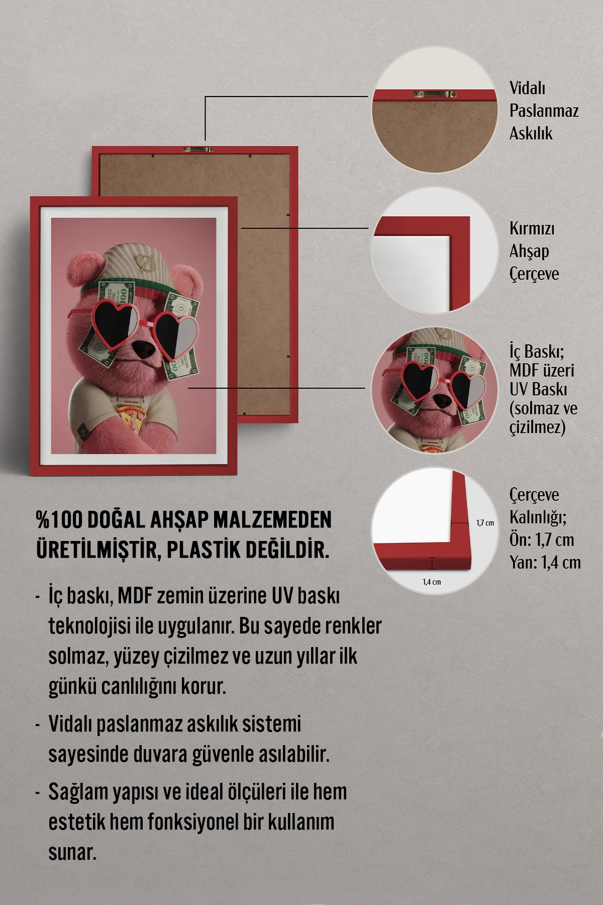 HOMEPACK Ahşap Çerçeveli Tablo Çerçeveli Poster Sanatsal Modern Duvar Dekoru TK-972