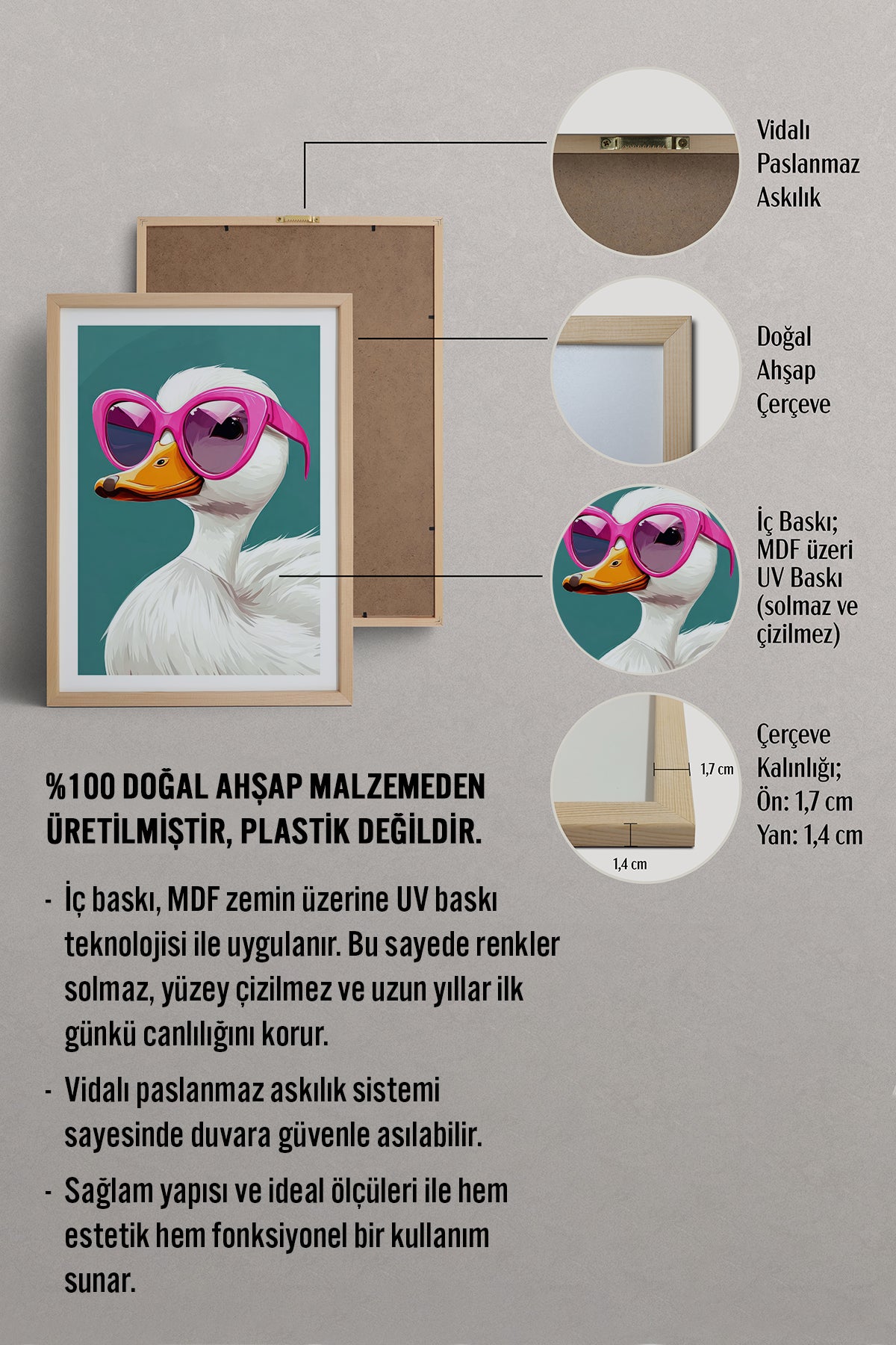 HOMEPACK Ahşap Çerçeveli Tablo Çerçeveli Poster Sanatsal Modern Duvar Dekoru TK-973