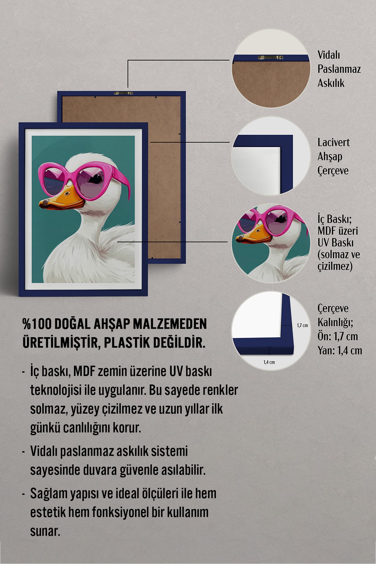 HOMEPACK Ahşap Çerçeveli Tablo Çerçeveli Poster Sanatsal Modern Duvar Dekoru TK-973