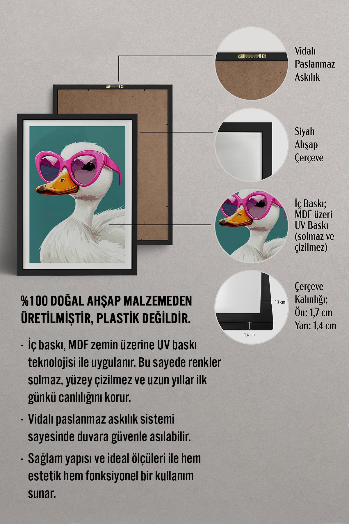 HOMEPACK Ahşap Çerçeveli Tablo Çerçeveli Poster Sanatsal Modern Duvar Dekoru TK-973