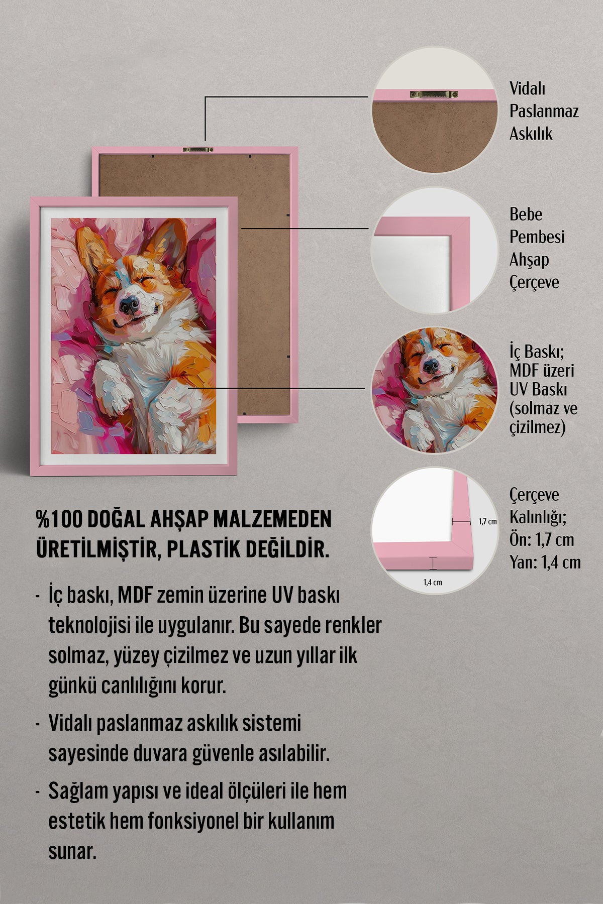 HOMEPACK Ahşap Çerçeveli Tablo Çerçeveli Poster Sanatsal Modern Duvar Dekoru TK-974