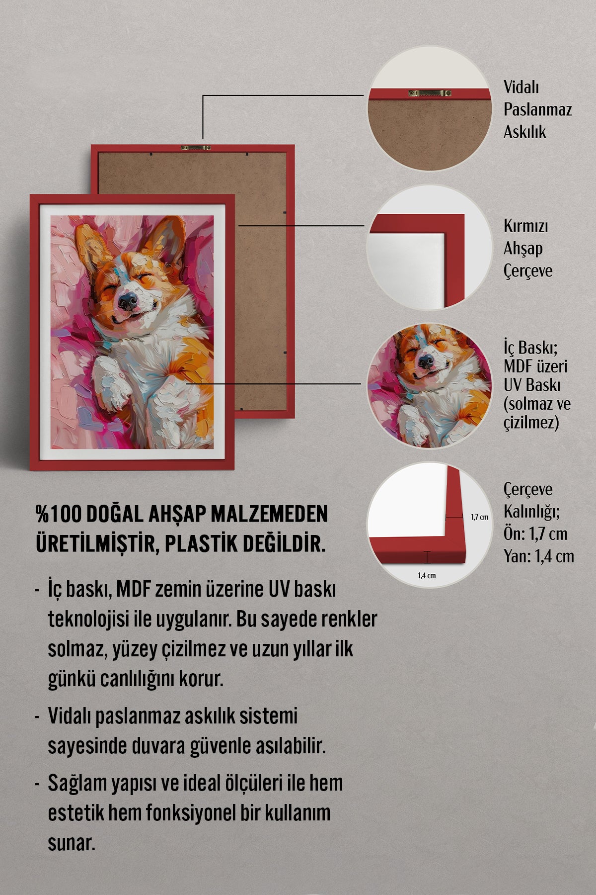 HOMEPACK Ahşap Çerçeveli Tablo Çerçeveli Poster Sanatsal Modern Duvar Dekoru TK-974