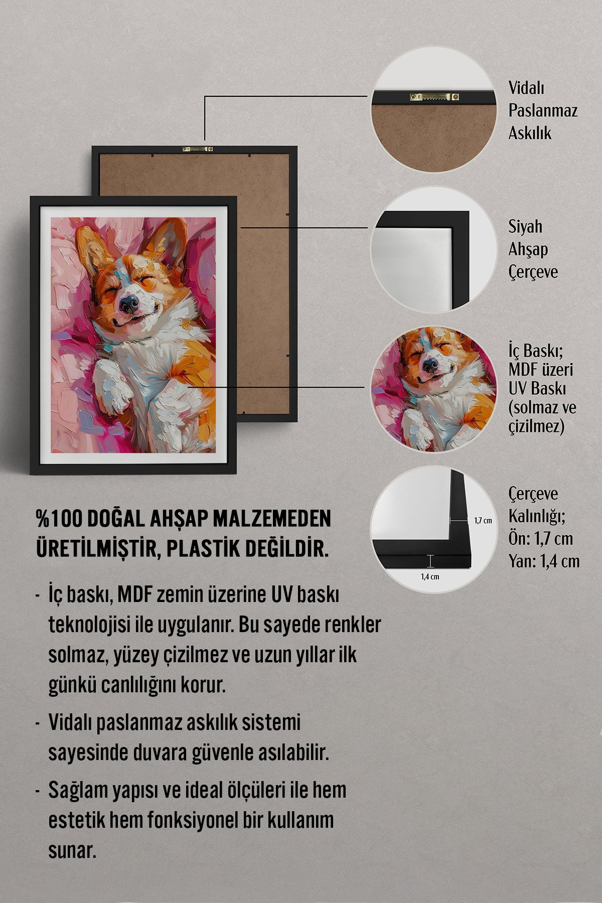 HOMEPACK Ahşap Çerçeveli Tablo Çerçeveli Poster Sanatsal Modern Duvar Dekoru TK-974