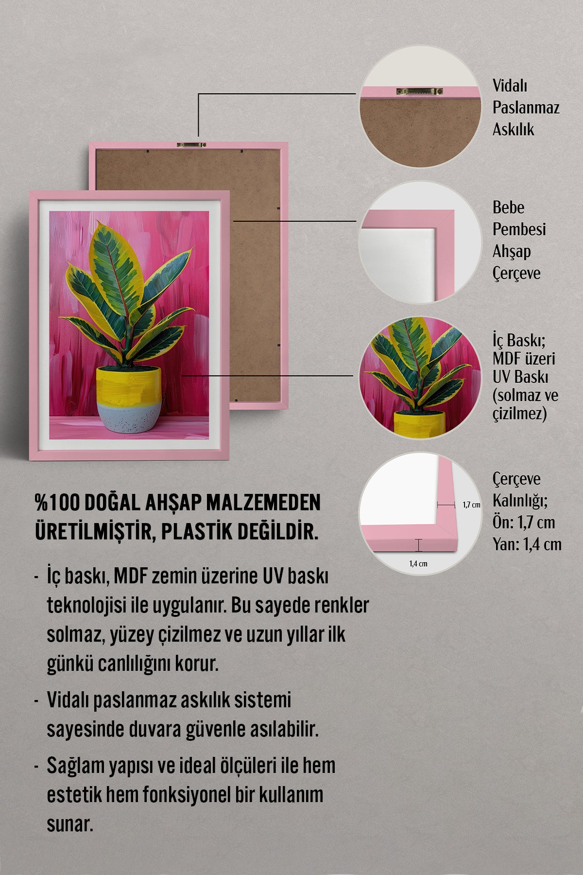HOMEPACK Ahşap Çerçeveli Tablo Çerçeveli Poster Sanatsal Modern Duvar Dekoru TK-975