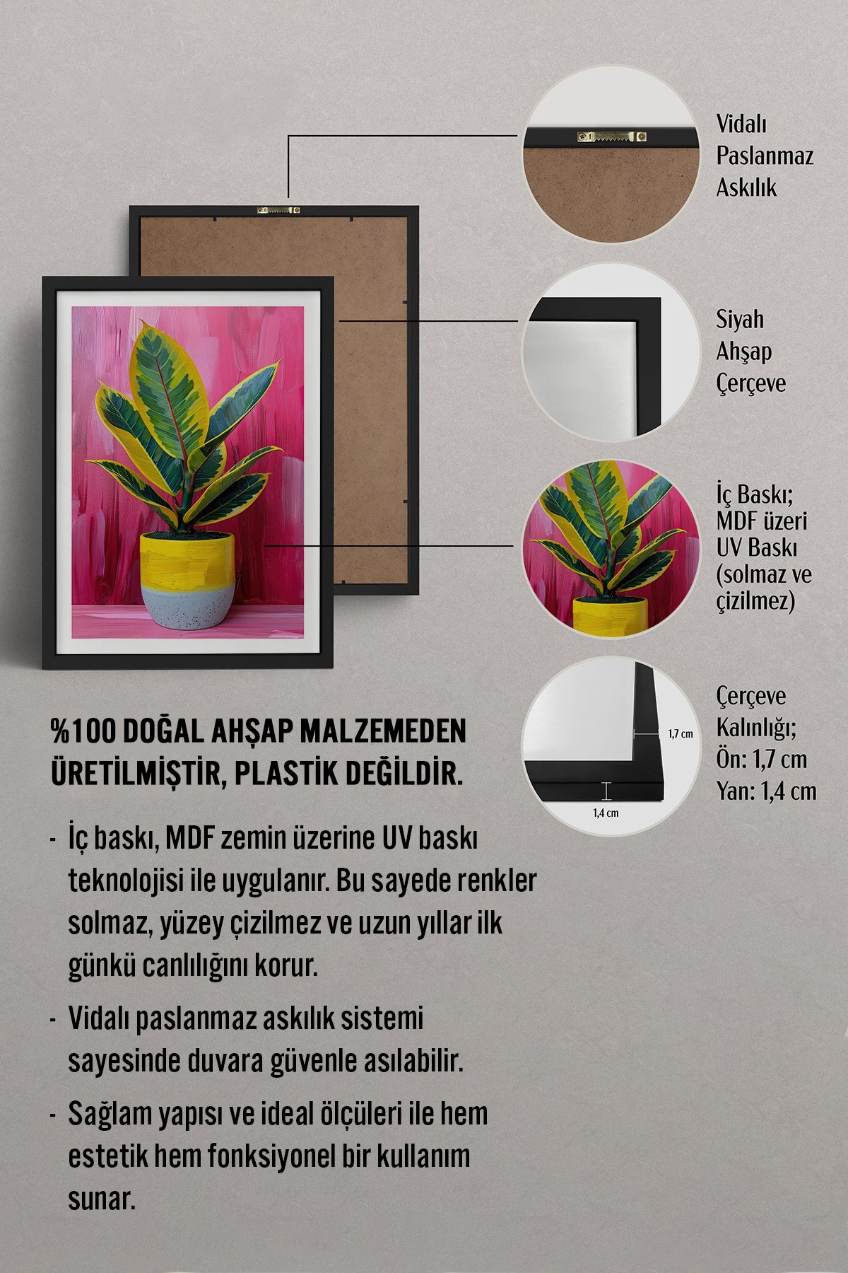 HOMEPACK Ahşap Çerçeveli Tablo Çerçeveli Poster Sanatsal Modern Duvar Dekoru TK-975