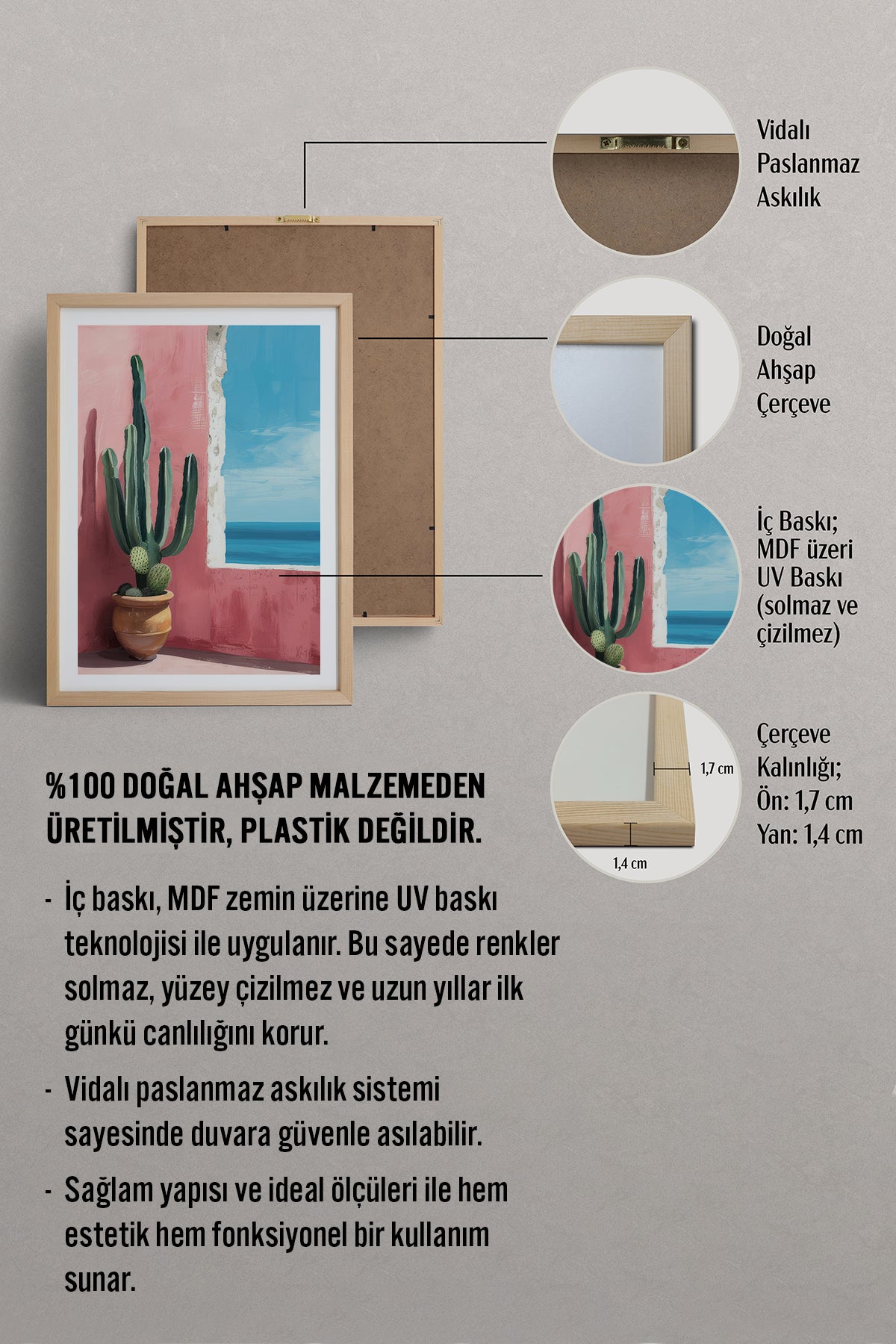 HOMEPACK Ahşap Çerçeveli Tablo Çerçeveli Poster Sanatsal Modern Duvar Dekoru TK-976