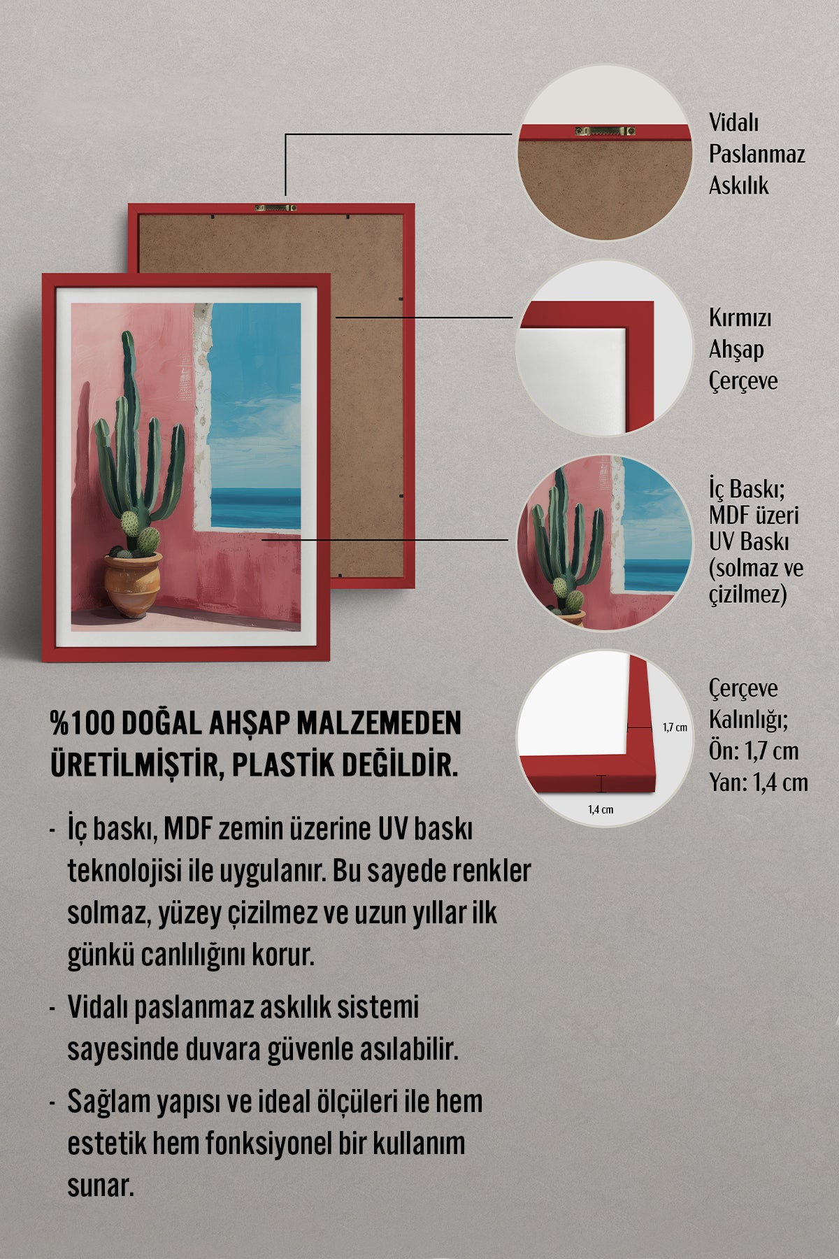 HOMEPACK Ahşap Çerçeveli Tablo Çerçeveli Poster Sanatsal Modern Duvar Dekoru TK-976