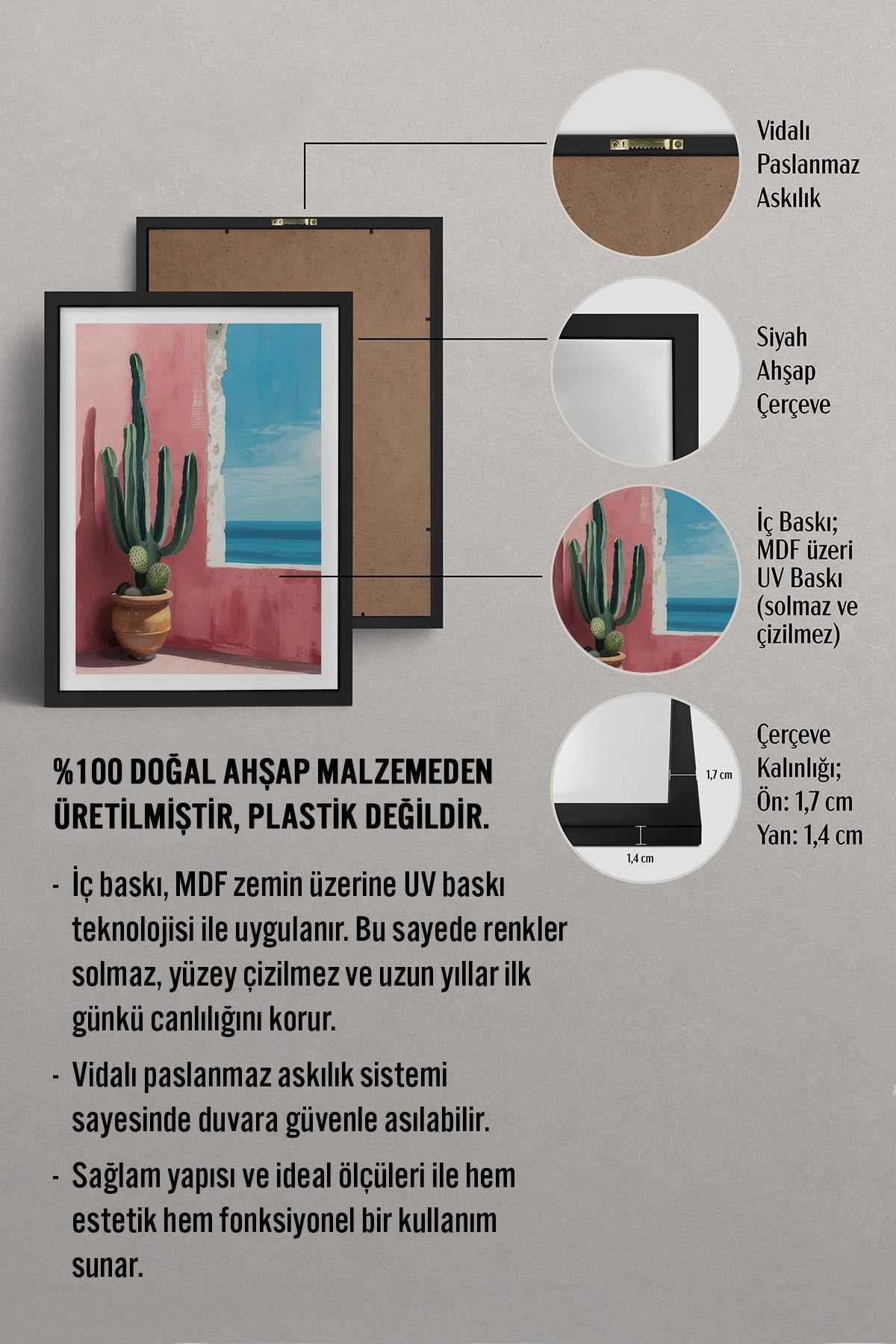 HOMEPACK Ahşap Çerçeveli Tablo Çerçeveli Poster Sanatsal Modern Duvar Dekoru TK-976