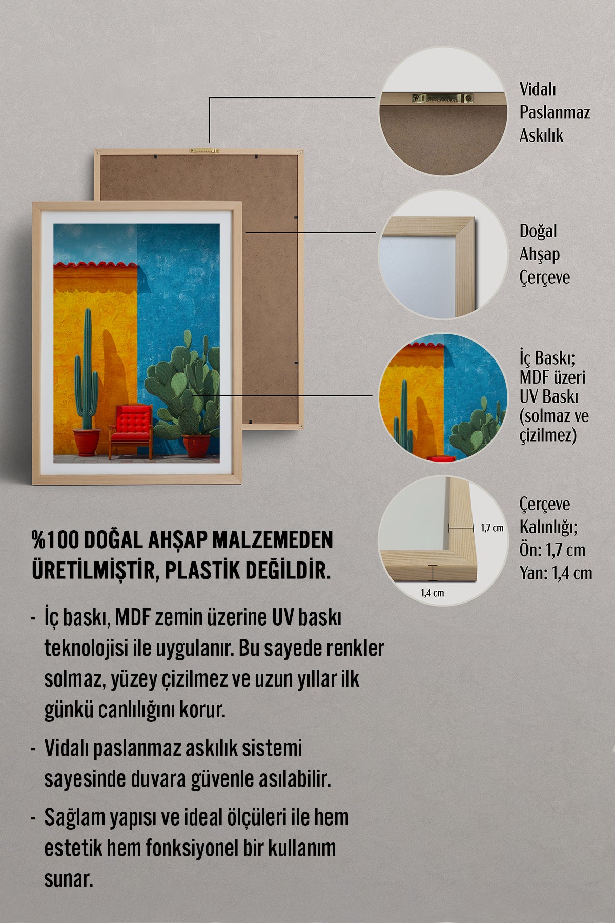 HOMEPACK Ahşap Çerçeveli Tablo Çerçeveli Poster Sanatsal Modern Duvar Dekoru TK-977