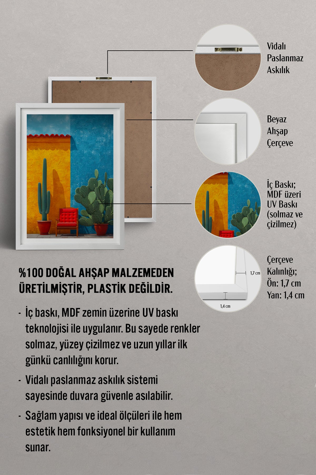 HOMEPACK Ahşap Çerçeveli Tablo Çerçeveli Poster Sanatsal Modern Duvar Dekoru TK-977