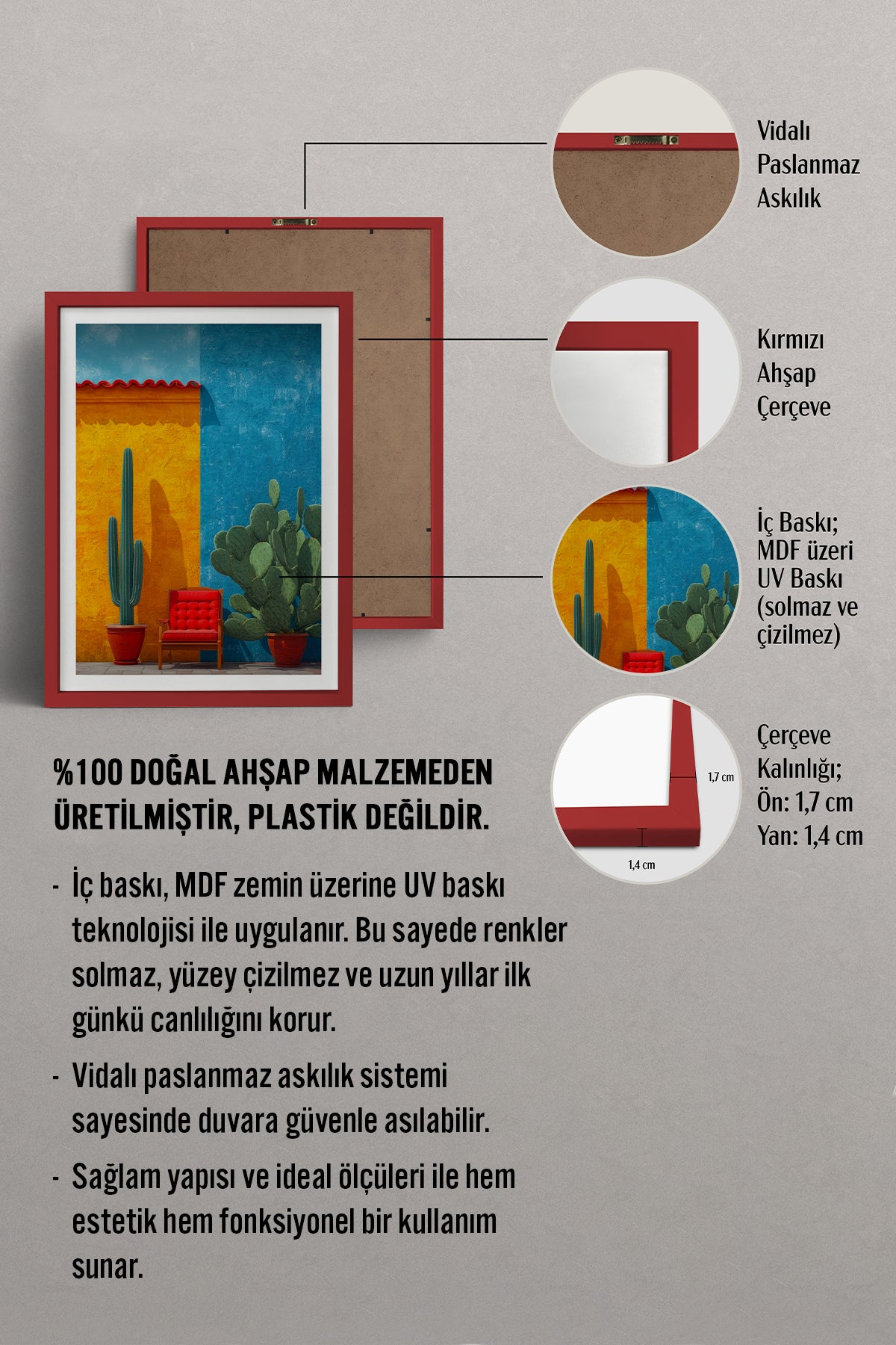 HOMEPACK Ahşap Çerçeveli Tablo Çerçeveli Poster Sanatsal Modern Duvar Dekoru TK-977