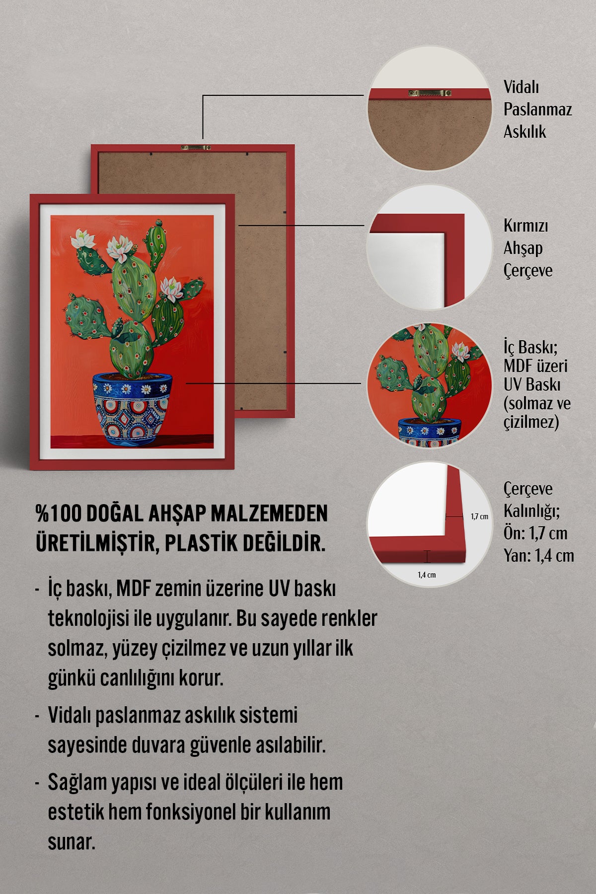 HOMEPACK Ahşap Çerçeveli Tablo Çerçeveli Poster Sanatsal Modern Duvar Dekoru TK-978