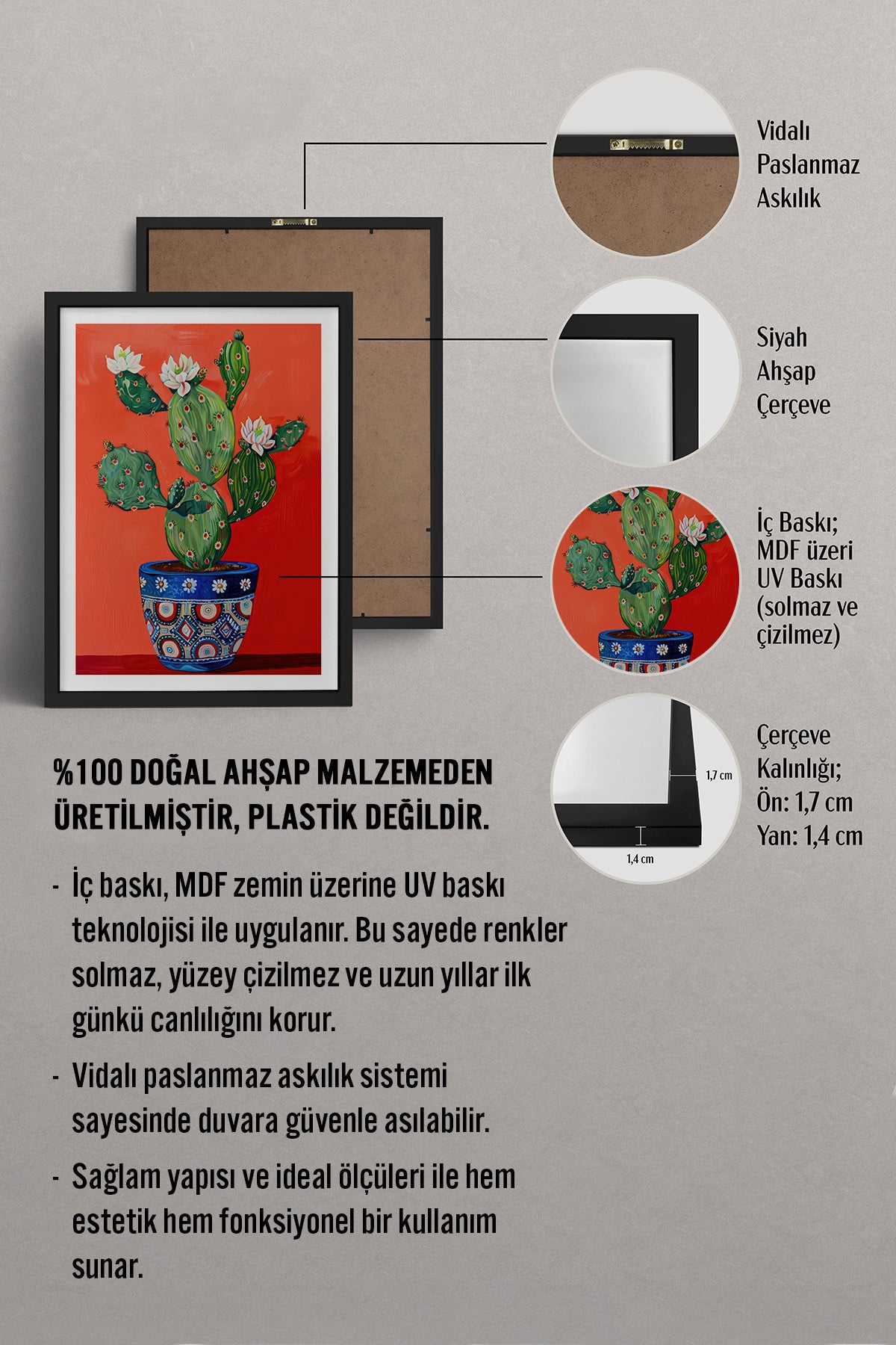 HOMEPACK Ahşap Çerçeveli Tablo Çerçeveli Poster Sanatsal Modern Duvar Dekoru TK-978