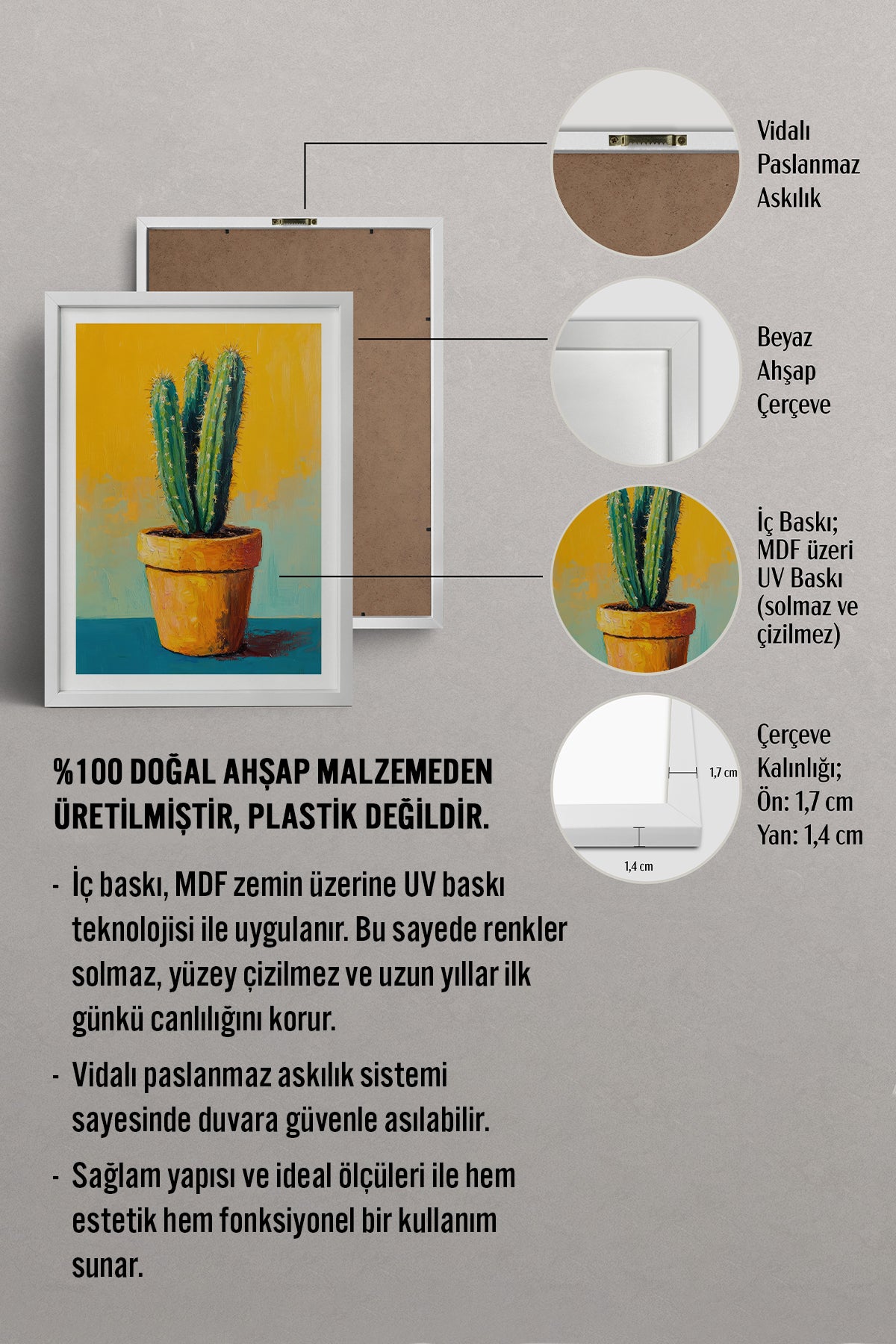 HOMEPACK Ahşap Çerçeveli Tablo Çerçeveli Poster Sanatsal Modern Duvar Dekoru TK-979
