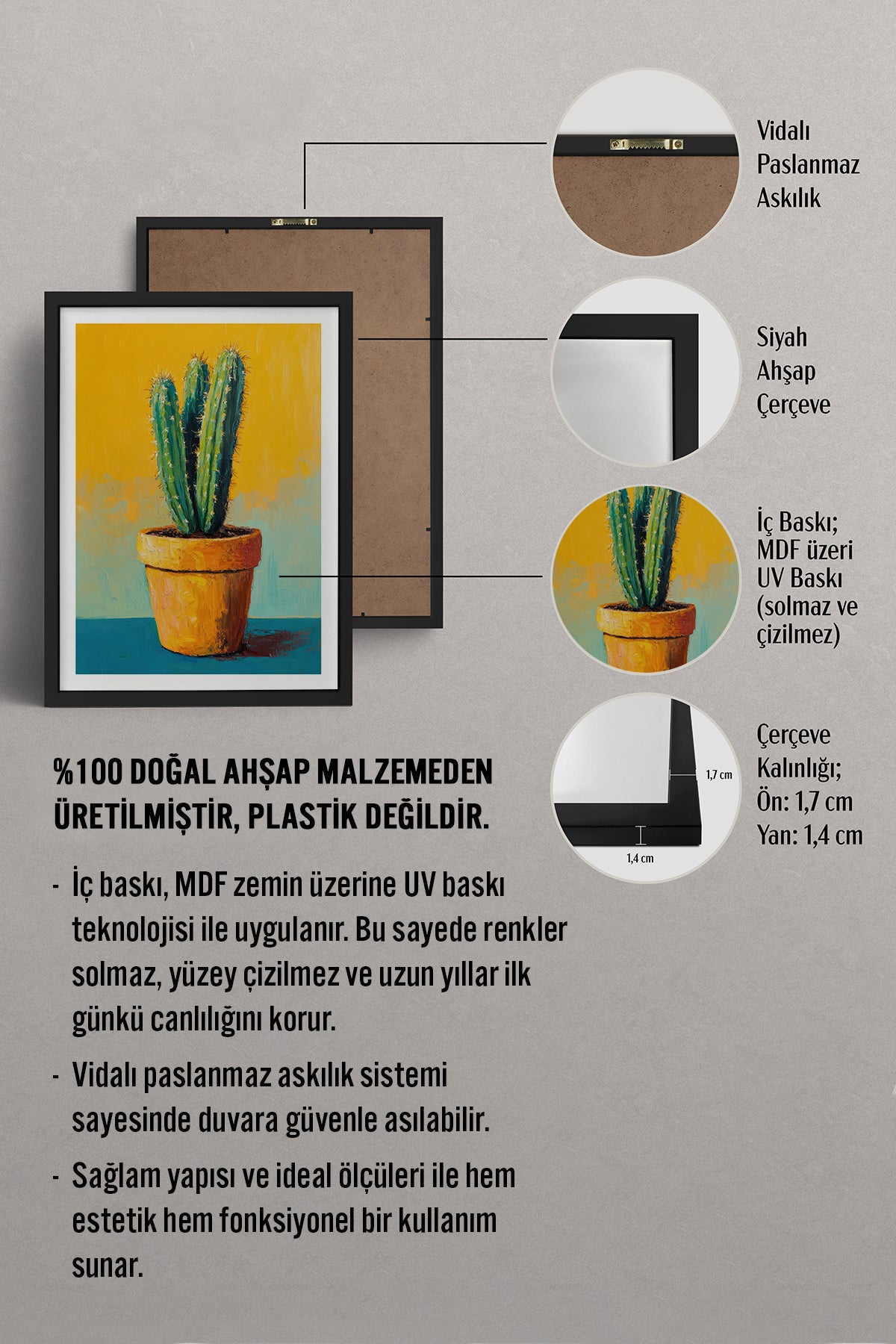 HOMEPACK Ahşap Çerçeveli Tablo Çerçeveli Poster Sanatsal Modern Duvar Dekoru TK-979