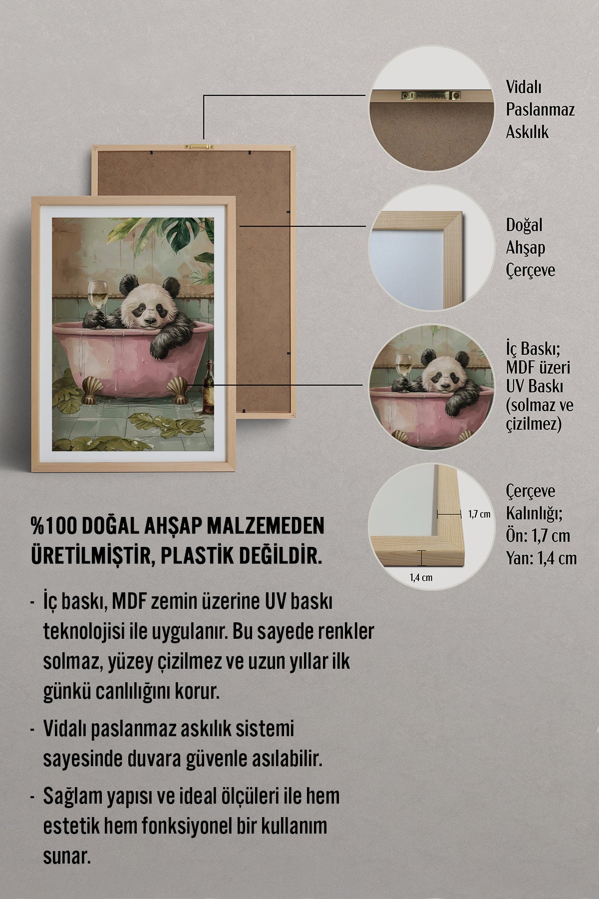 HOMEPACK Ahşap Çerçeveli Tablo Çerçeveli Poster Sanatsal Modern Duvar Dekoru TK-980