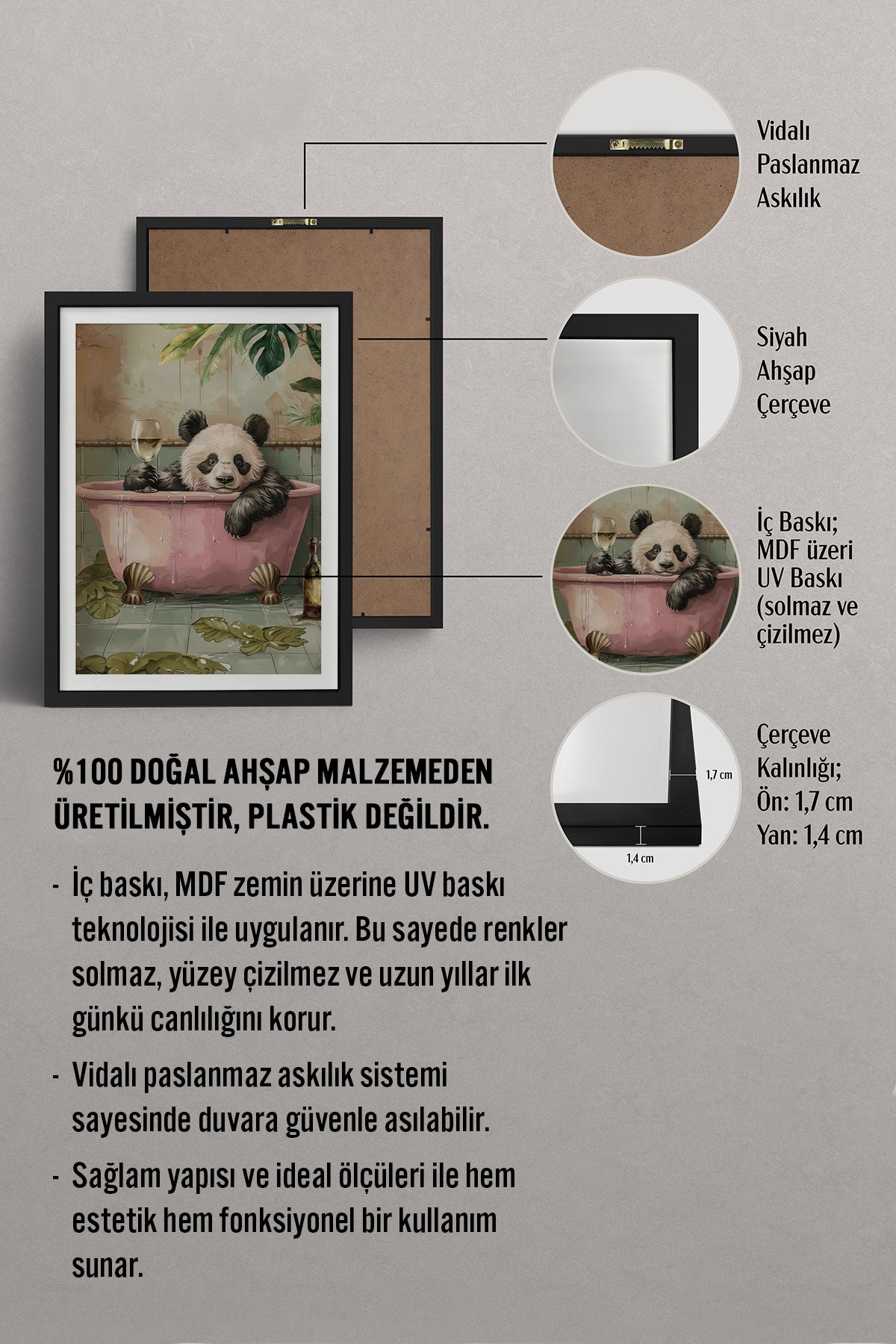 HOMEPACK Ahşap Çerçeveli Tablo Çerçeveli Poster Sanatsal Modern Duvar Dekoru TK-980