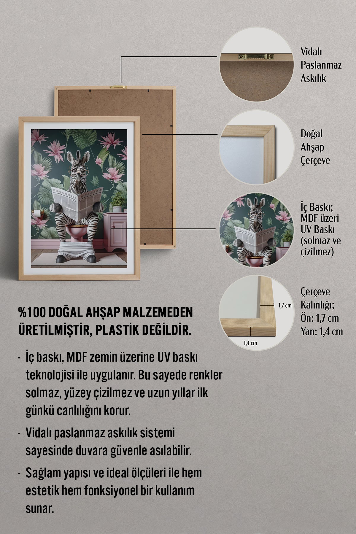 HOMEPACK Ahşap Çerçeveli Tablo Çerçeveli Poster Sanatsal Modern Duvar Dekoru TK-981