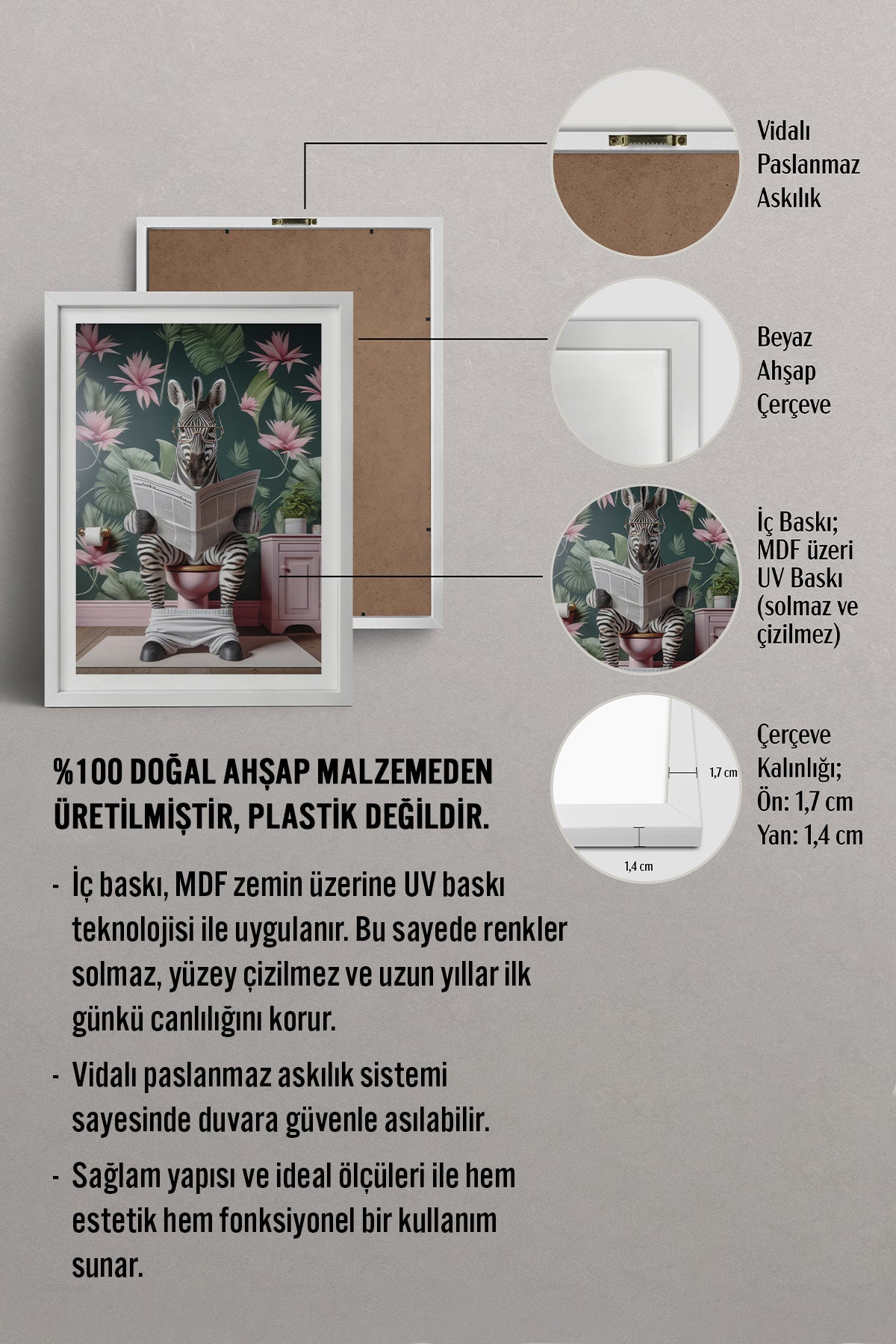 HOMEPACK Ahşap Çerçeveli Tablo Çerçeveli Poster Sanatsal Modern Duvar Dekoru TK-981