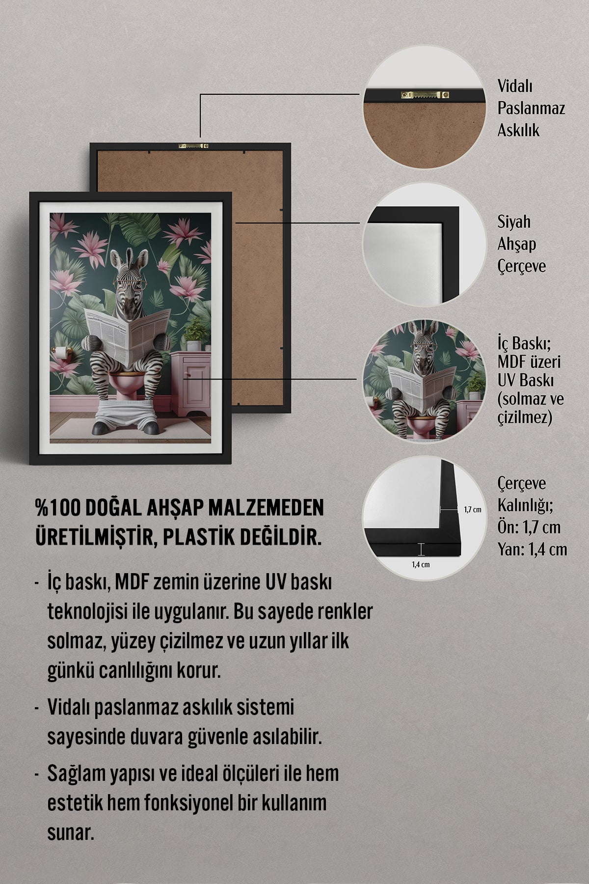 HOMEPACK Ahşap Çerçeveli Tablo Çerçeveli Poster Sanatsal Modern Duvar Dekoru TK-981