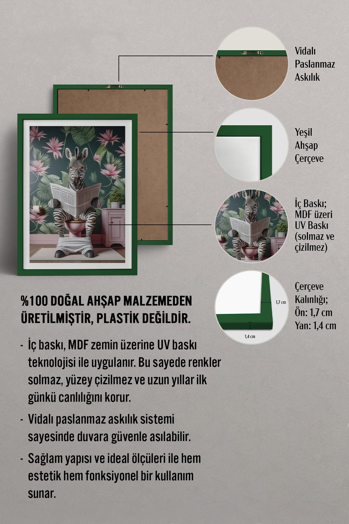 HOMEPACK Ahşap Çerçeveli Tablo Çerçeveli Poster Sanatsal Modern Duvar Dekoru TK-981