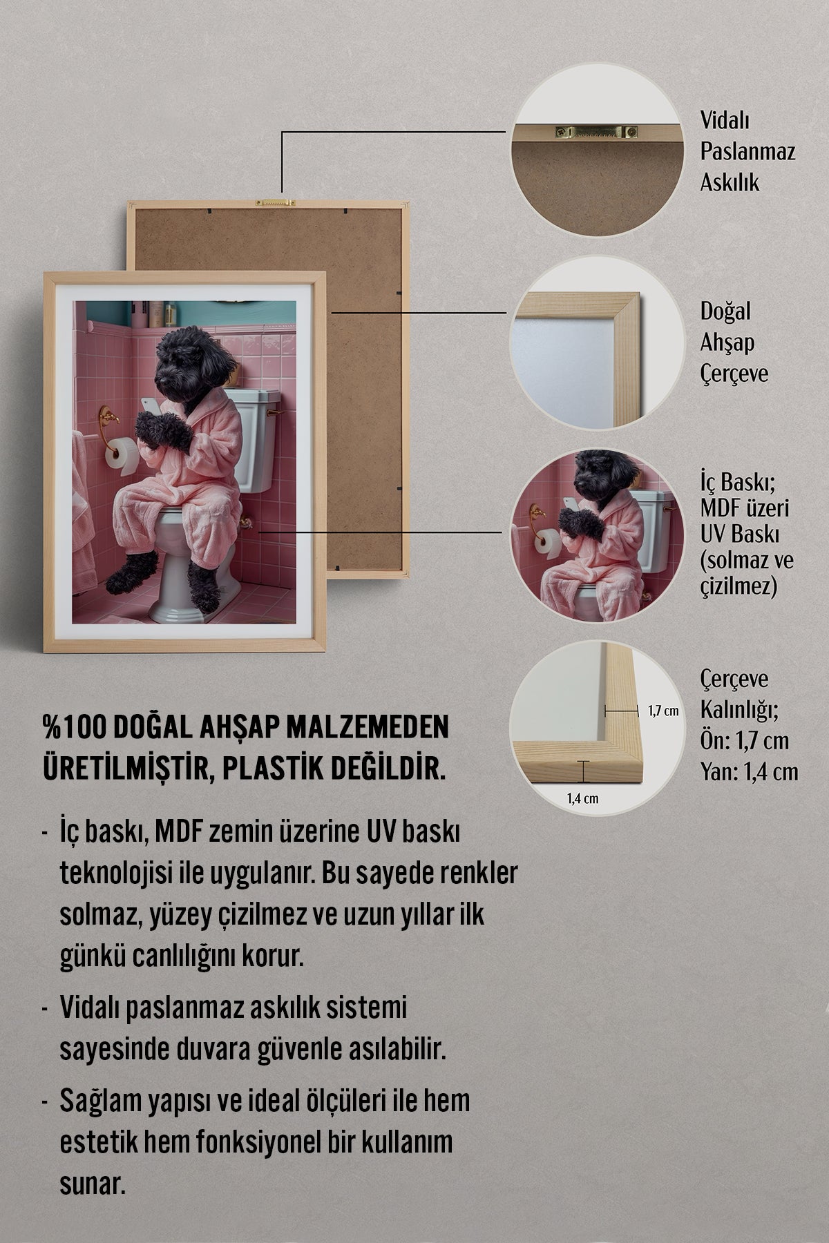 HOMEPACK Ahşap Çerçeveli Tablo Çerçeveli Poster Sanatsal Modern Duvar Dekoru TK-982