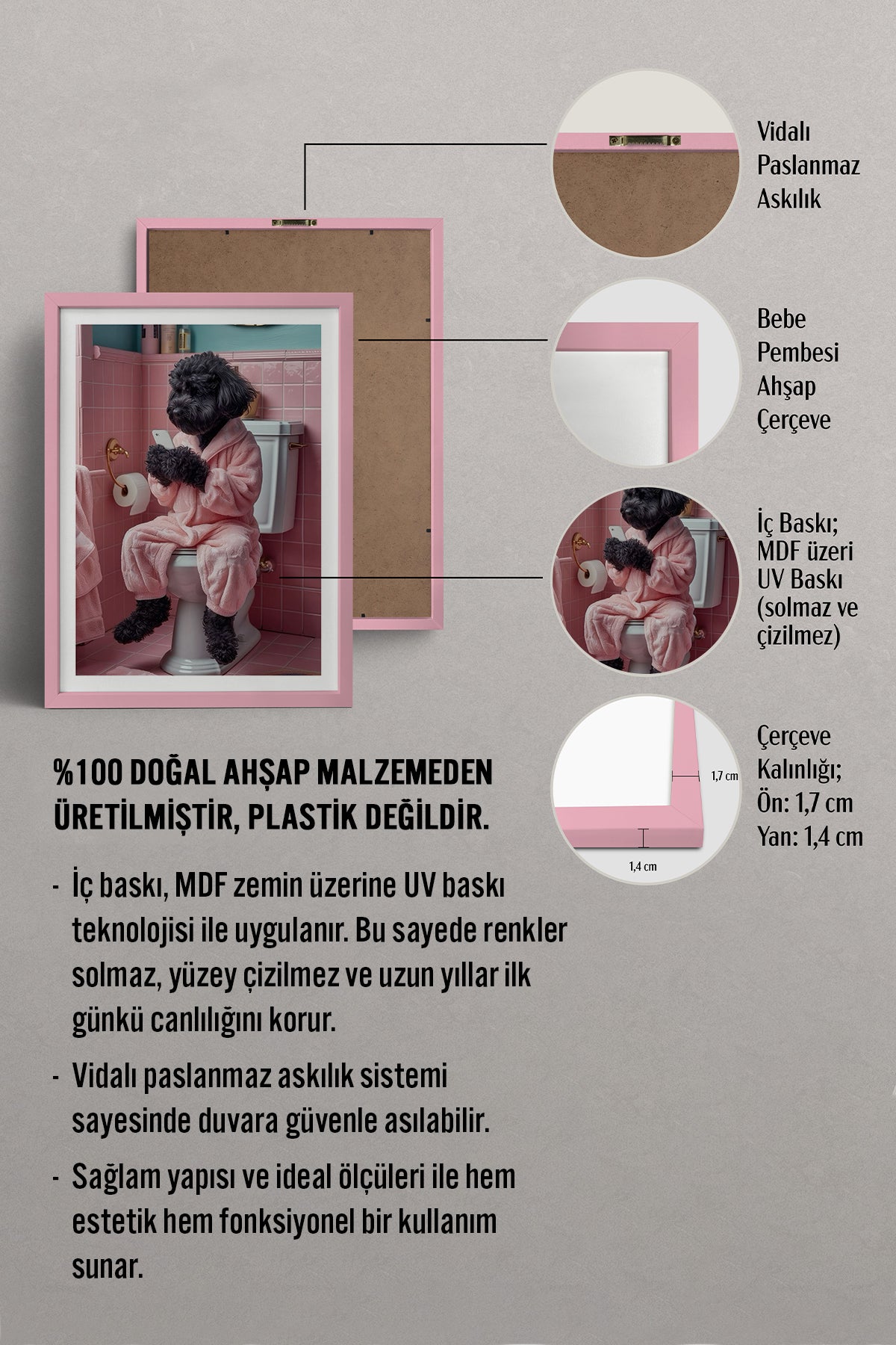 HOMEPACK Ahşap Çerçeveli Tablo Çerçeveli Poster Sanatsal Modern Duvar Dekoru TK-982