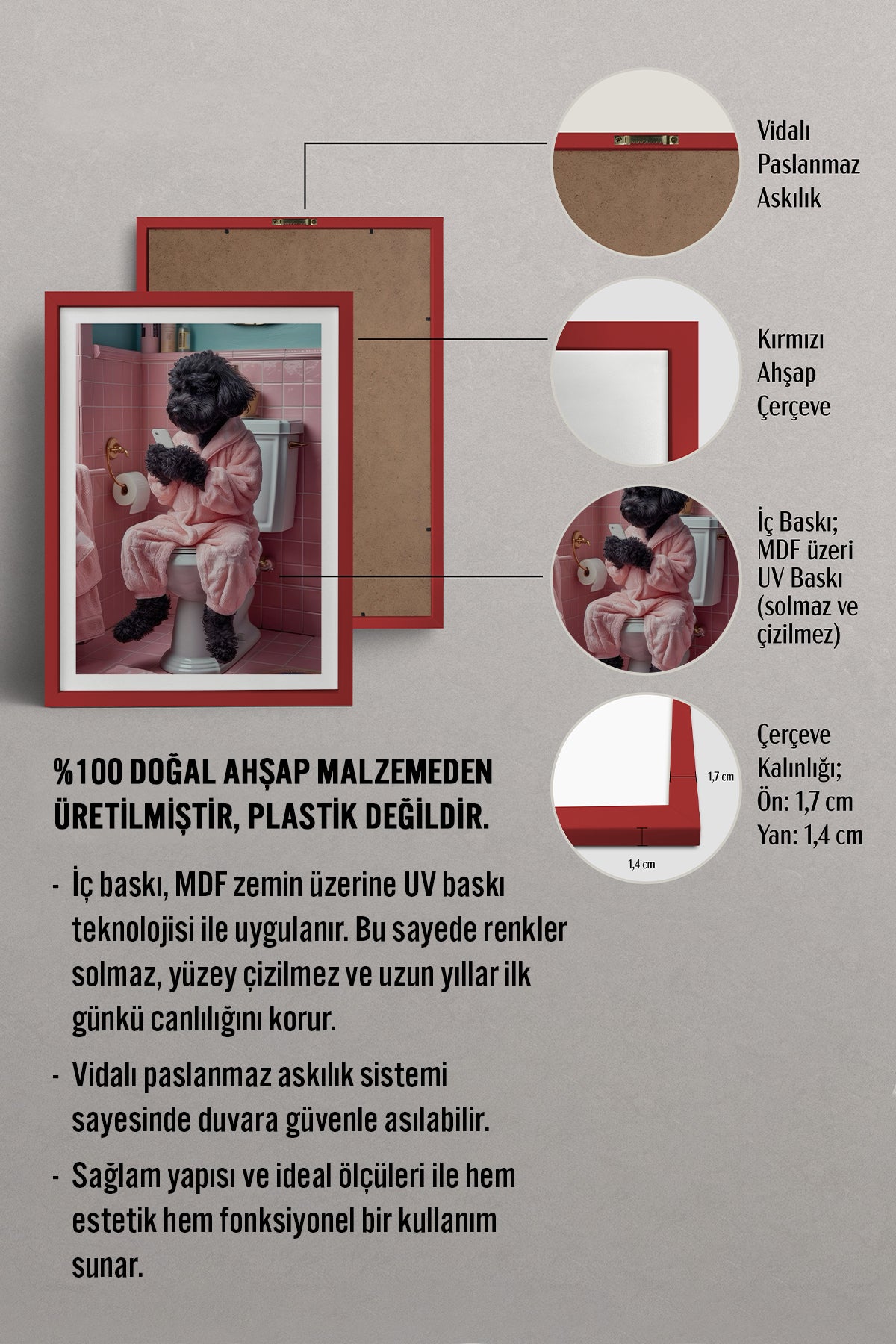 HOMEPACK Ahşap Çerçeveli Tablo Çerçeveli Poster Sanatsal Modern Duvar Dekoru TK-982