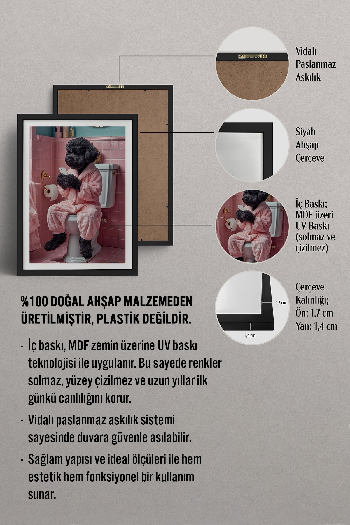 HOMEPACK Ahşap Çerçeveli Tablo Çerçeveli Poster Sanatsal Modern Duvar Dekoru TK-982