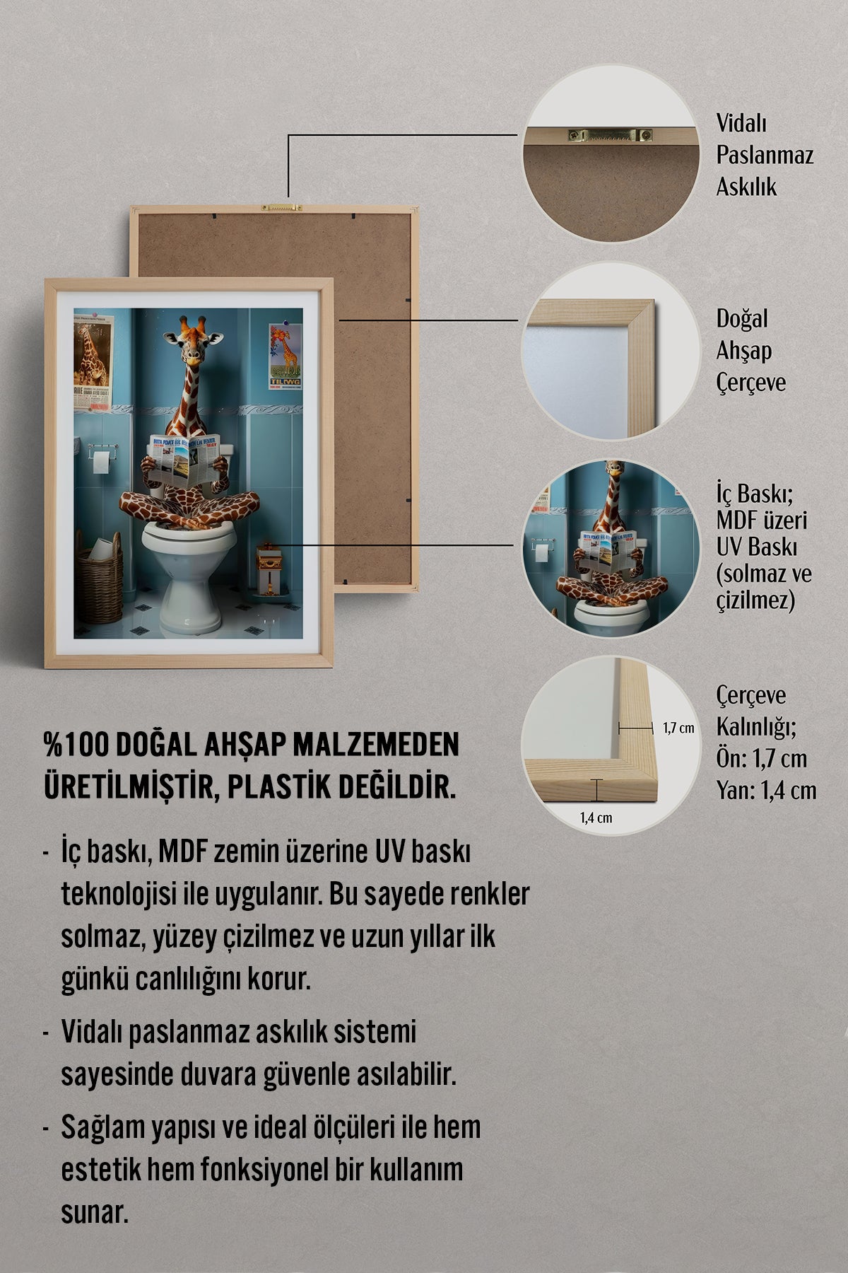 HOMEPACK Ahşap Çerçeveli Tablo Çerçeveli Poster Sanatsal Modern Duvar Dekoru TK-983