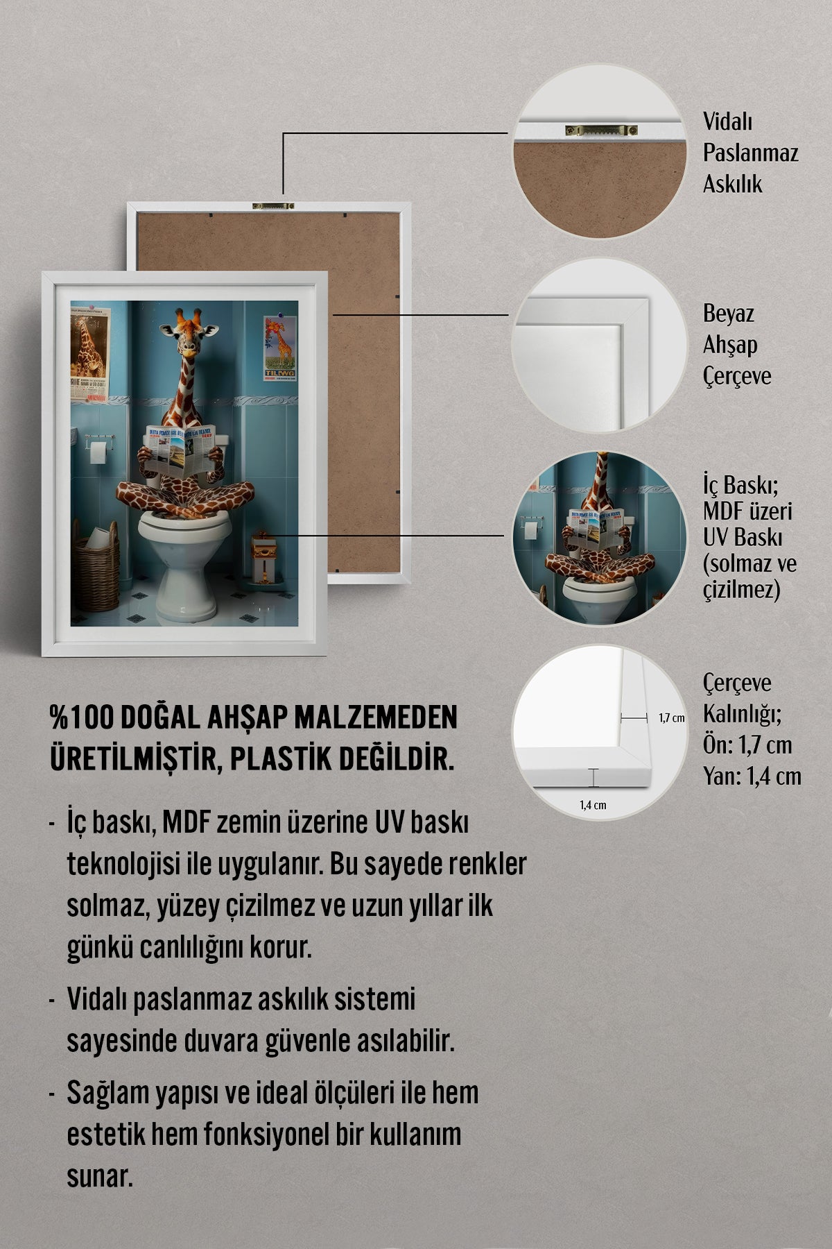HOMEPACK Ahşap Çerçeveli Tablo Çerçeveli Poster Sanatsal Modern Duvar Dekoru TK-983