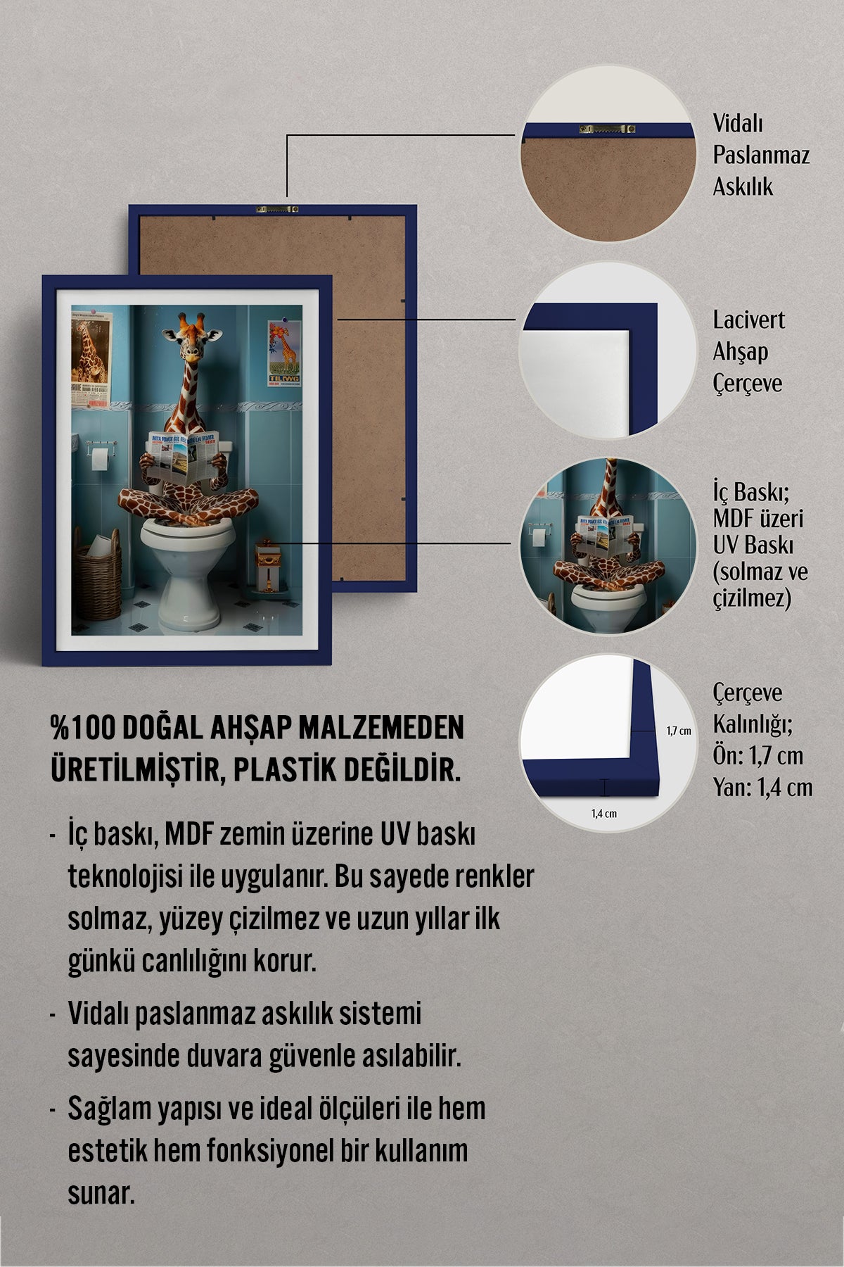 HOMEPACK Ahşap Çerçeveli Tablo Çerçeveli Poster Sanatsal Modern Duvar Dekoru TK-983