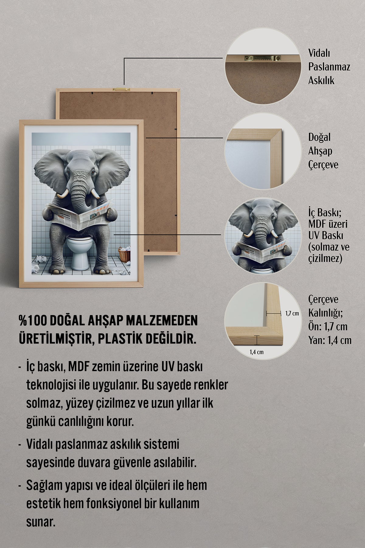 HOMEPACK Ahşap Çerçeveli Tablo Çerçeveli Poster Sanatsal Modern Duvar Dekoru TK-984