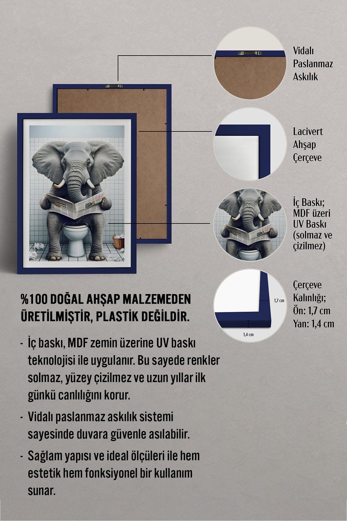 HOMEPACK Ahşap Çerçeveli Tablo Çerçeveli Poster Sanatsal Modern Duvar Dekoru TK-984