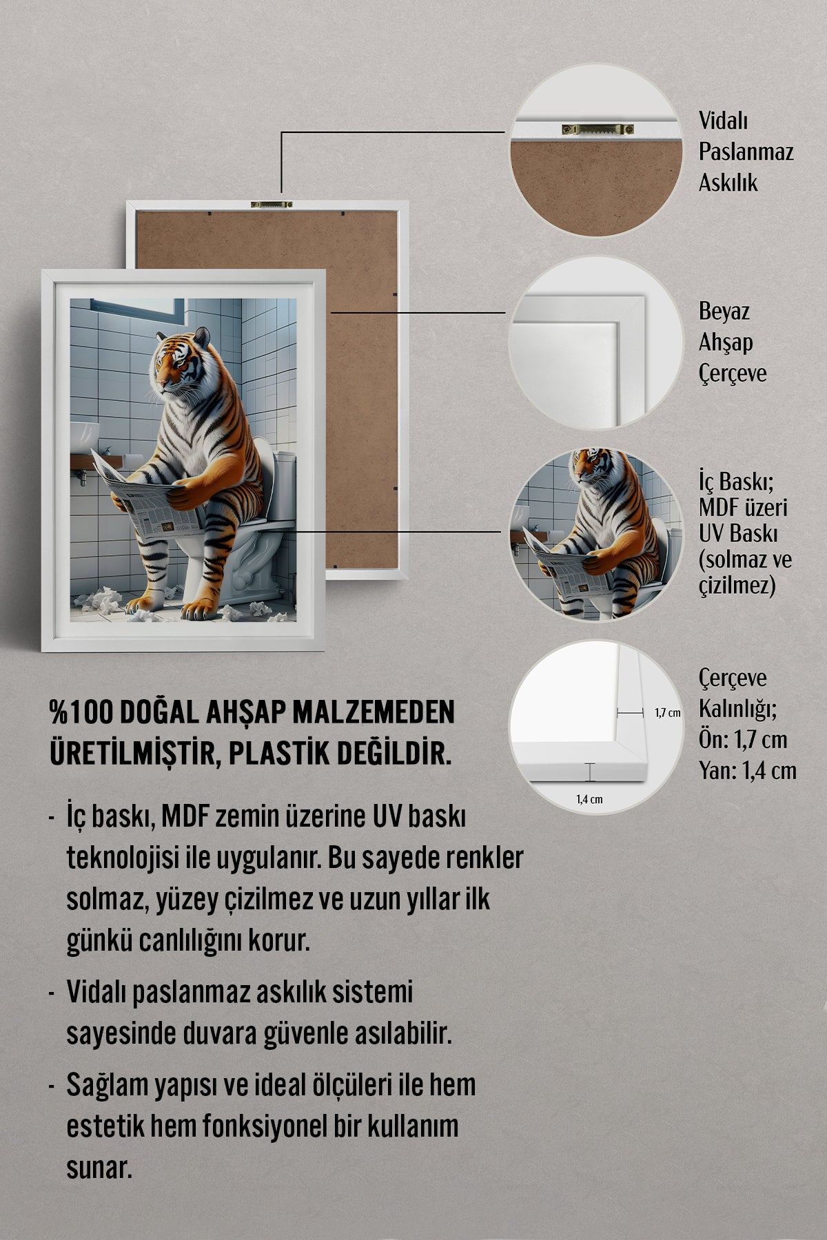 HOMEPACK Ahşap Çerçeveli Tablo Çerçeveli Poster Sanatsal Modern Duvar Dekoru TK-985