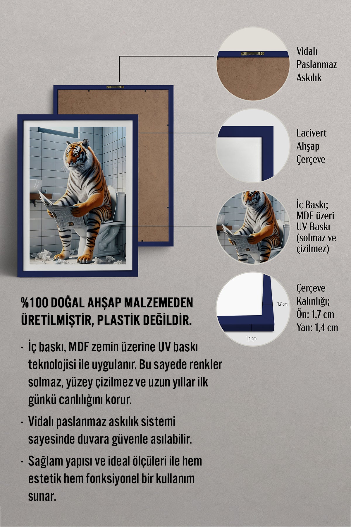 HOMEPACK Ahşap Çerçeveli Tablo Çerçeveli Poster Sanatsal Modern Duvar Dekoru TK-985