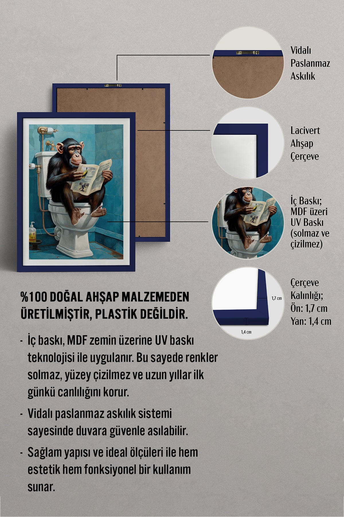 HOMEPACK Ahşap Çerçeveli Tablo Çerçeveli Poster Sanatsal Modern Duvar Dekoru TK-986