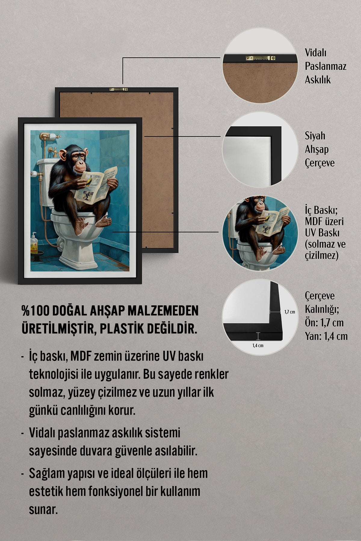 HOMEPACK Ahşap Çerçeveli Tablo Çerçeveli Poster Sanatsal Modern Duvar Dekoru TK-986
