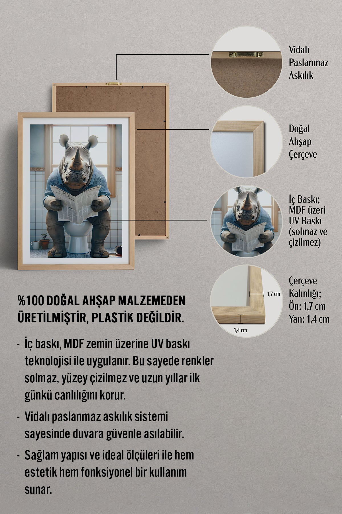 HOMEPACK Ahşap Çerçeveli Tablo Çerçeveli Poster Sanatsal Modern Duvar Dekoru TK-987