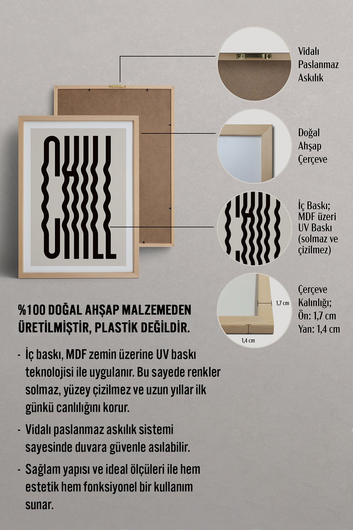 HOMEPACK Ahşap Çerçeveli Tablo Çerçeveli Poster Sanatsal Modern Duvar Dekoru TK-988