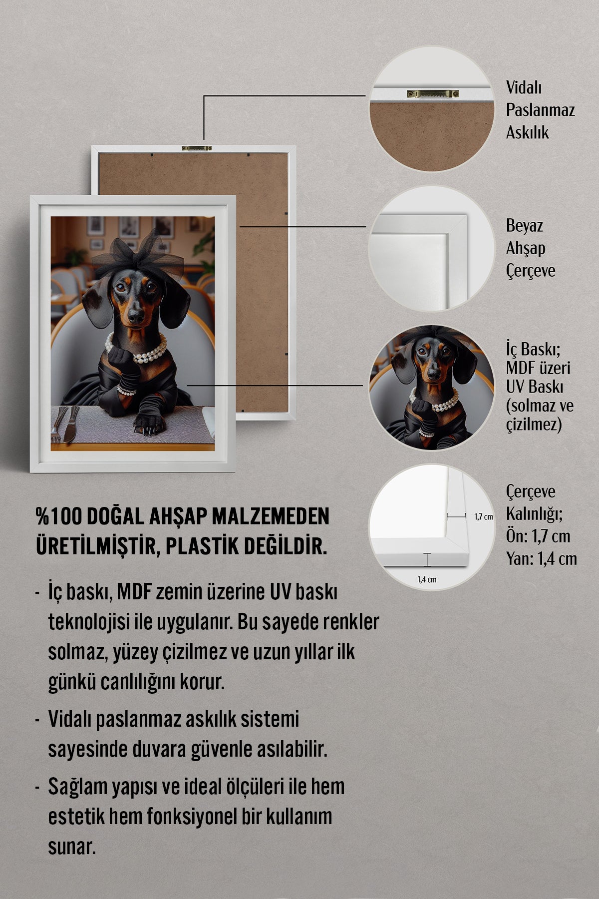 HOMEPACK Ahşap Çerçeveli Tablo Çerçeveli Poster Sanatsal Modern Duvar Dekoru TK-989