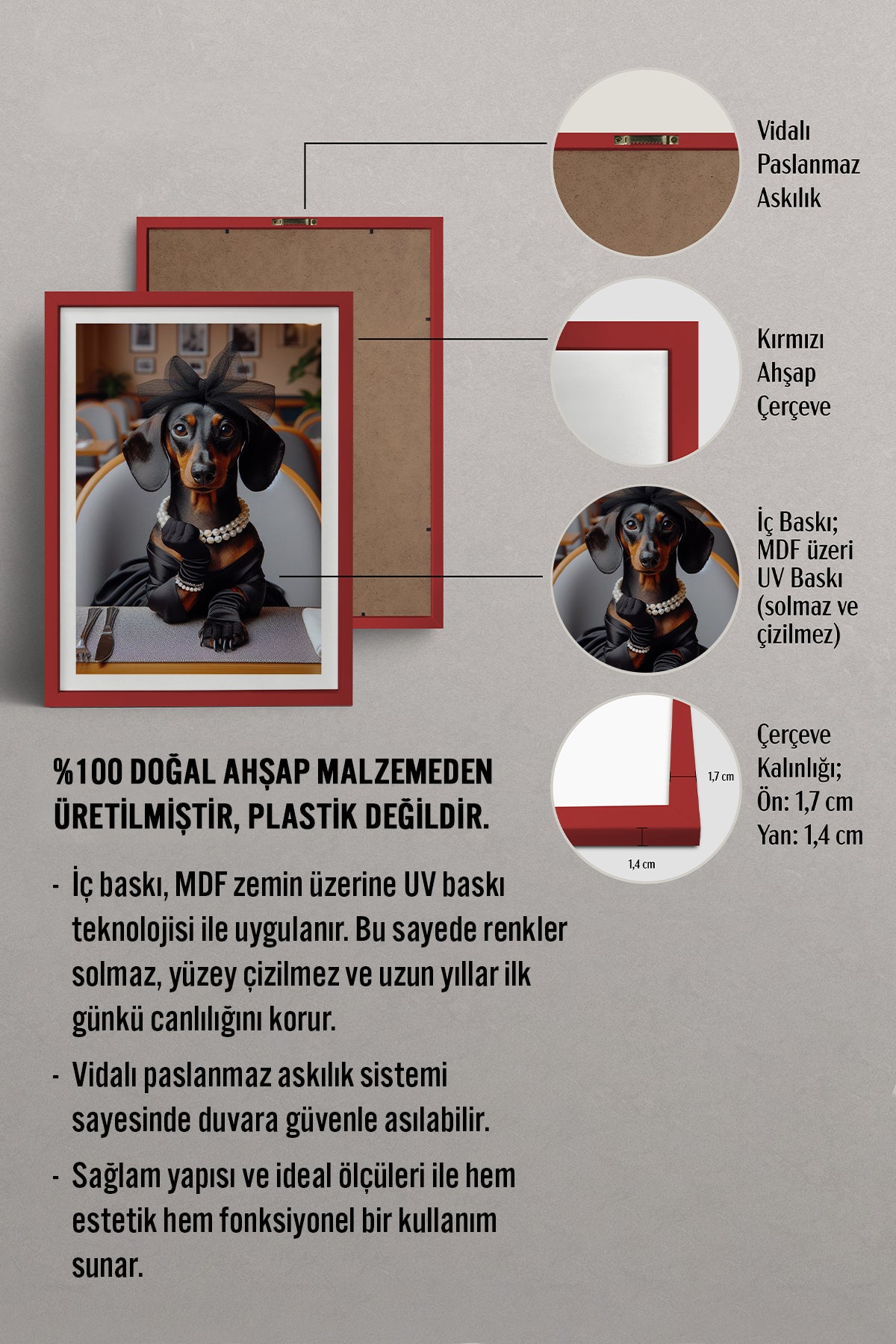 HOMEPACK Ahşap Çerçeveli Tablo Çerçeveli Poster Sanatsal Modern Duvar Dekoru TK-989