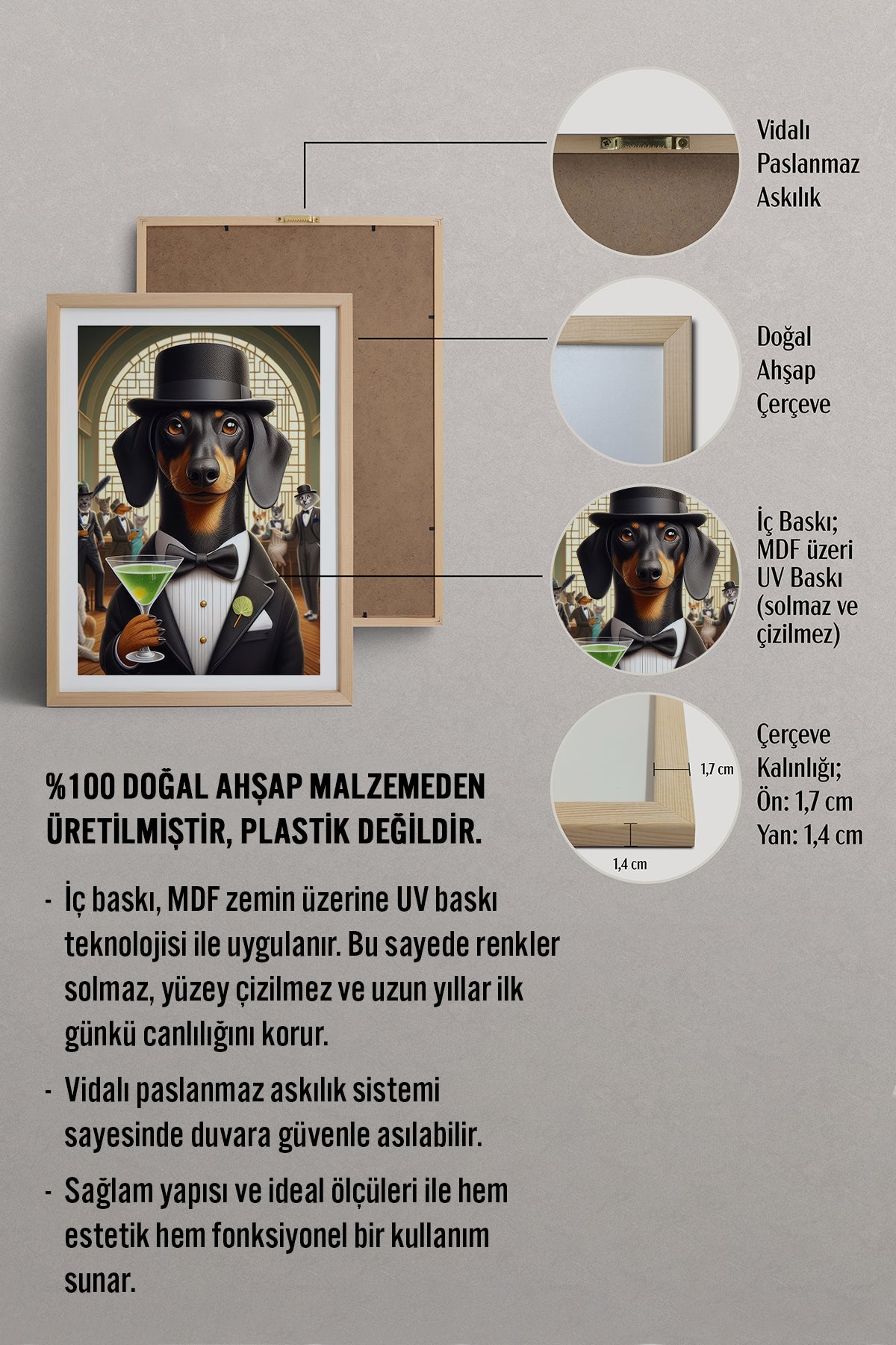 HOMEPACK Ahşap Çerçeveli Tablo Çerçeveli Poster Sanatsal Modern Duvar Dekoru TK-990
