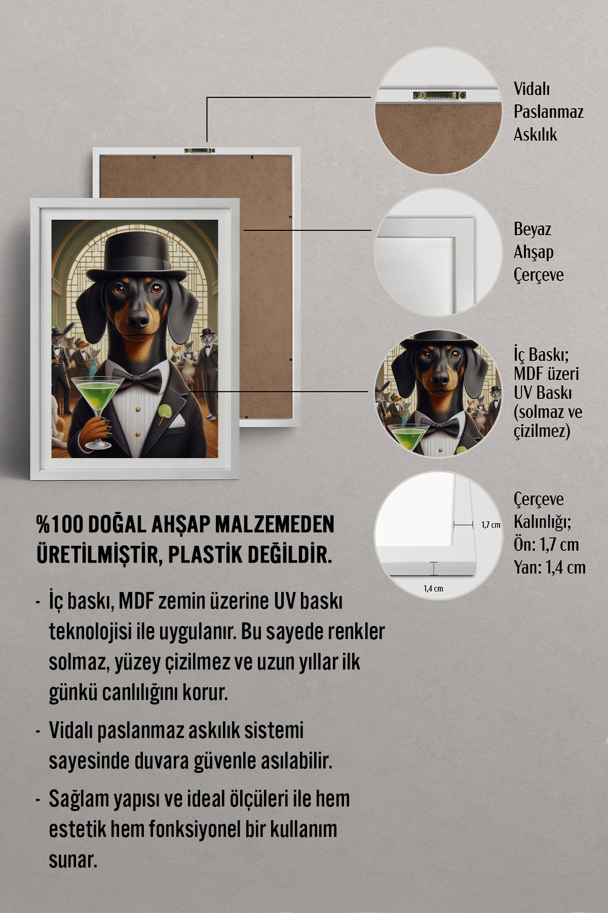 HOMEPACK Ahşap Çerçeveli Tablo Çerçeveli Poster Sanatsal Modern Duvar Dekoru TK-990