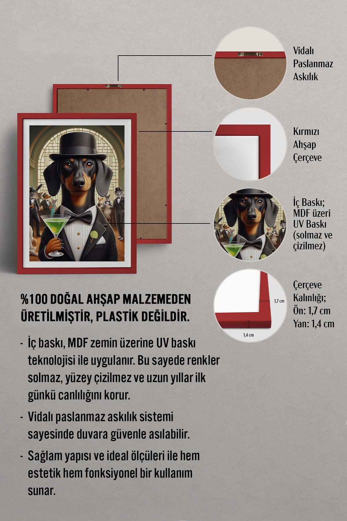 HOMEPACK Ahşap Çerçeveli Tablo Çerçeveli Poster Sanatsal Modern Duvar Dekoru TK-990