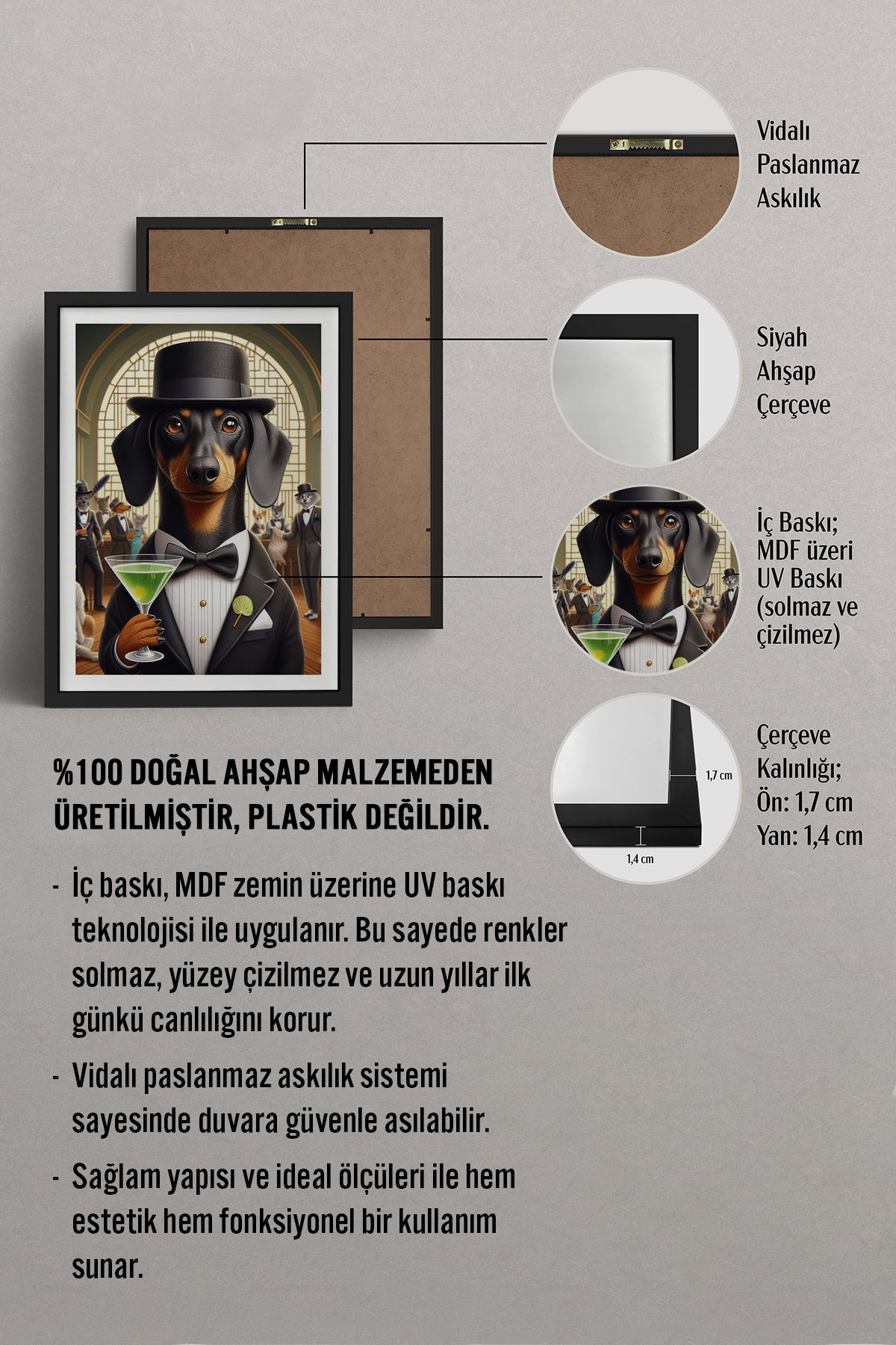 HOMEPACK Ahşap Çerçeveli Tablo Çerçeveli Poster Sanatsal Modern Duvar Dekoru TK-990